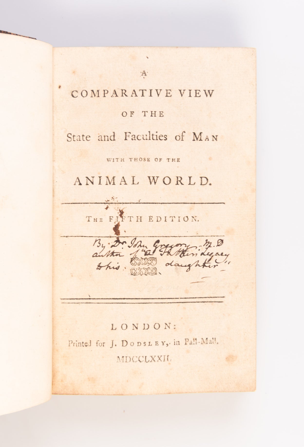 A Comparative View of the State and Faculties of Man with those of the Animal World.
