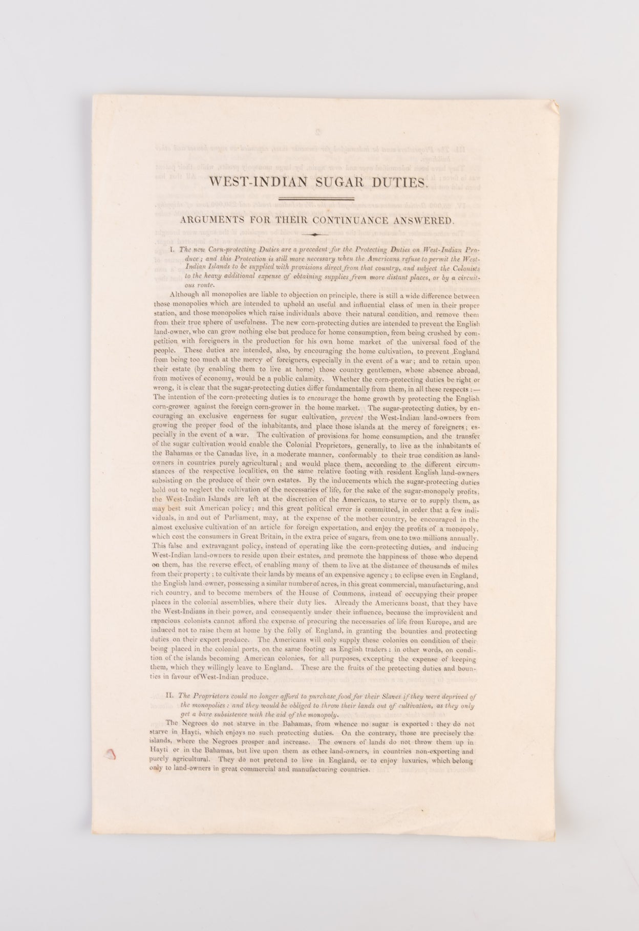 West-Indian Sugar Duties. Arguments for their continuance answered.