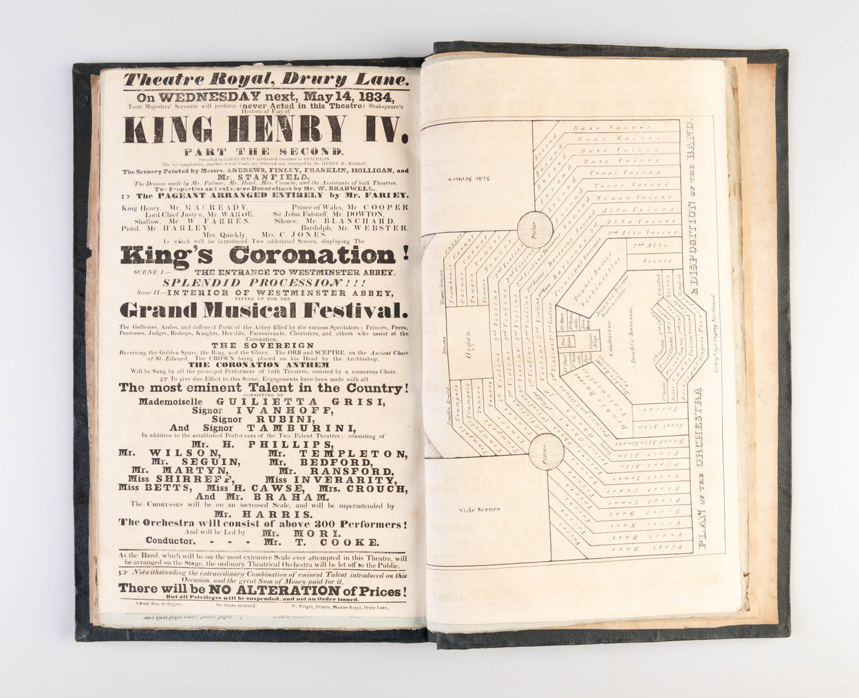 Album of 189 playbills for the Theatre Royal, Drury Lane, 1833-34.