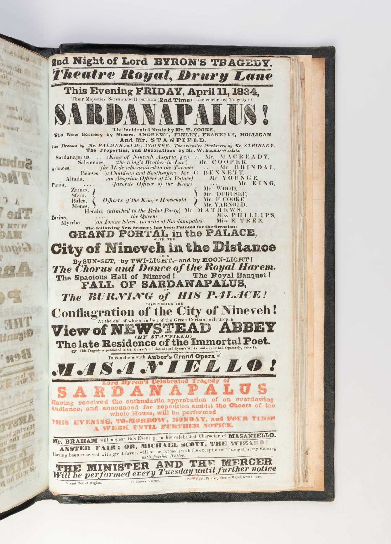 Album of 189 playbills for the Theatre Royal, Drury Lane, 1833-34.