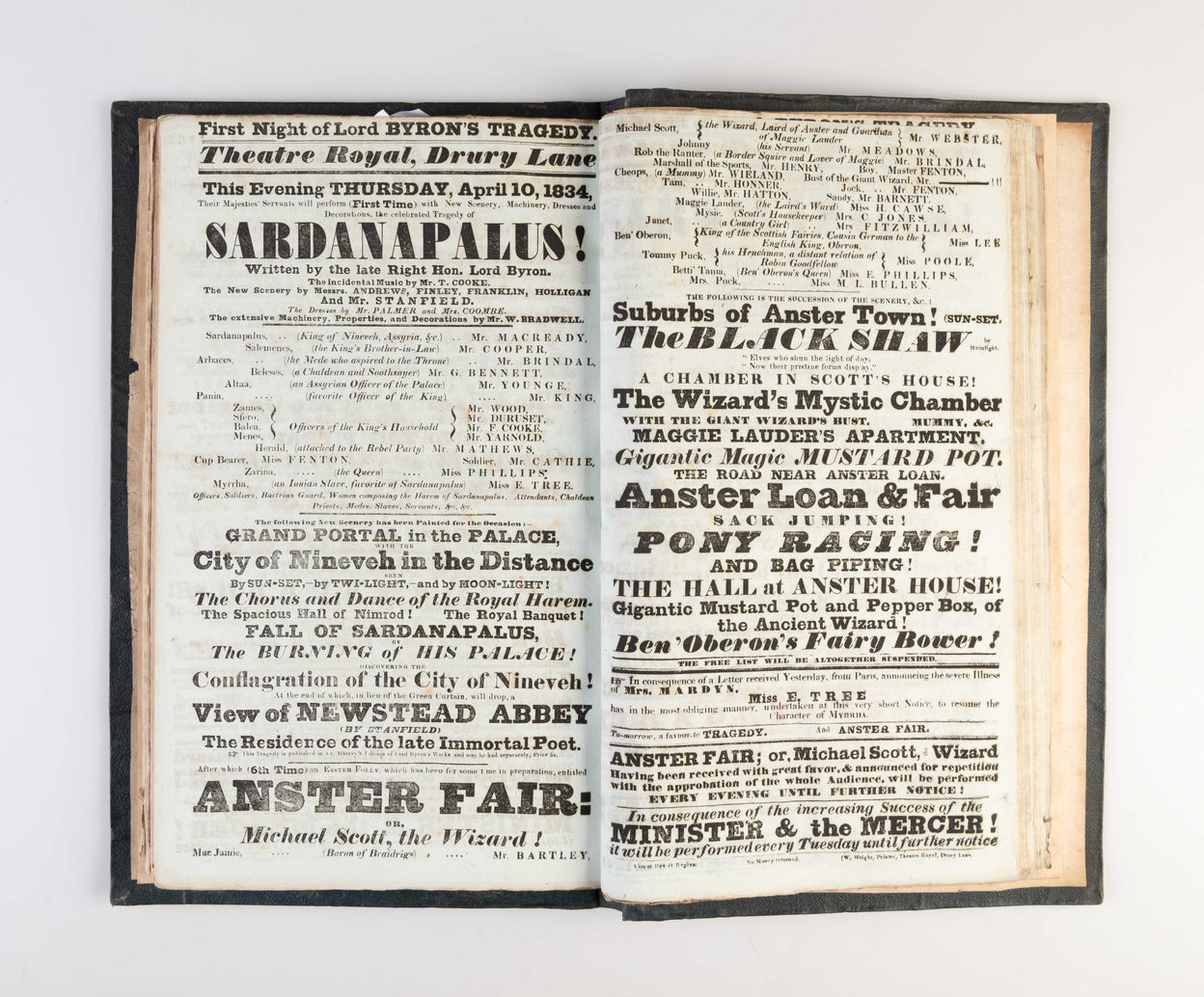 Album of 189 playbills for the Theatre Royal, Drury Lane, 1833-34.