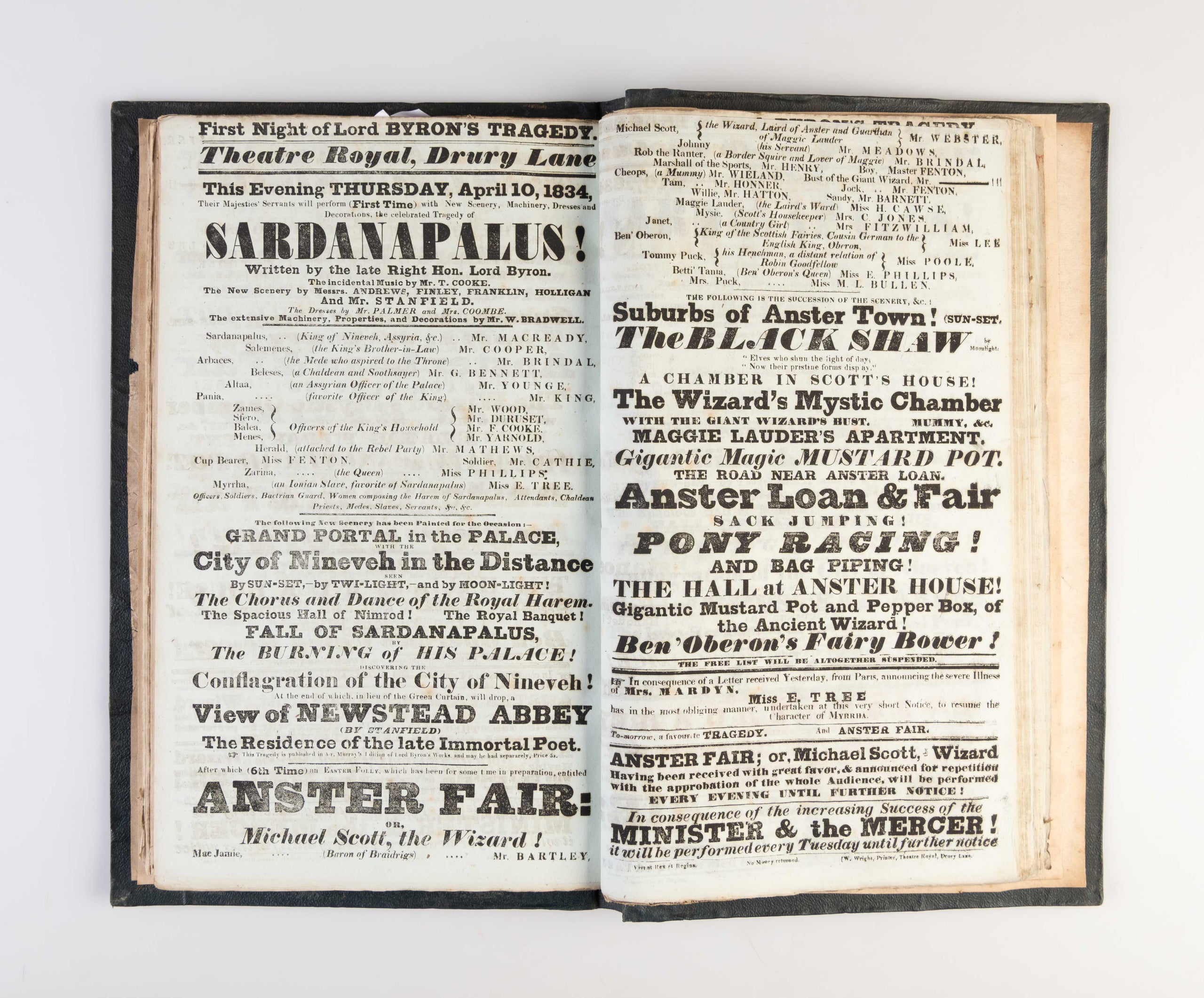 Album of 189 playbills for the Theatre Royal, Drury Lane, 1833-34.