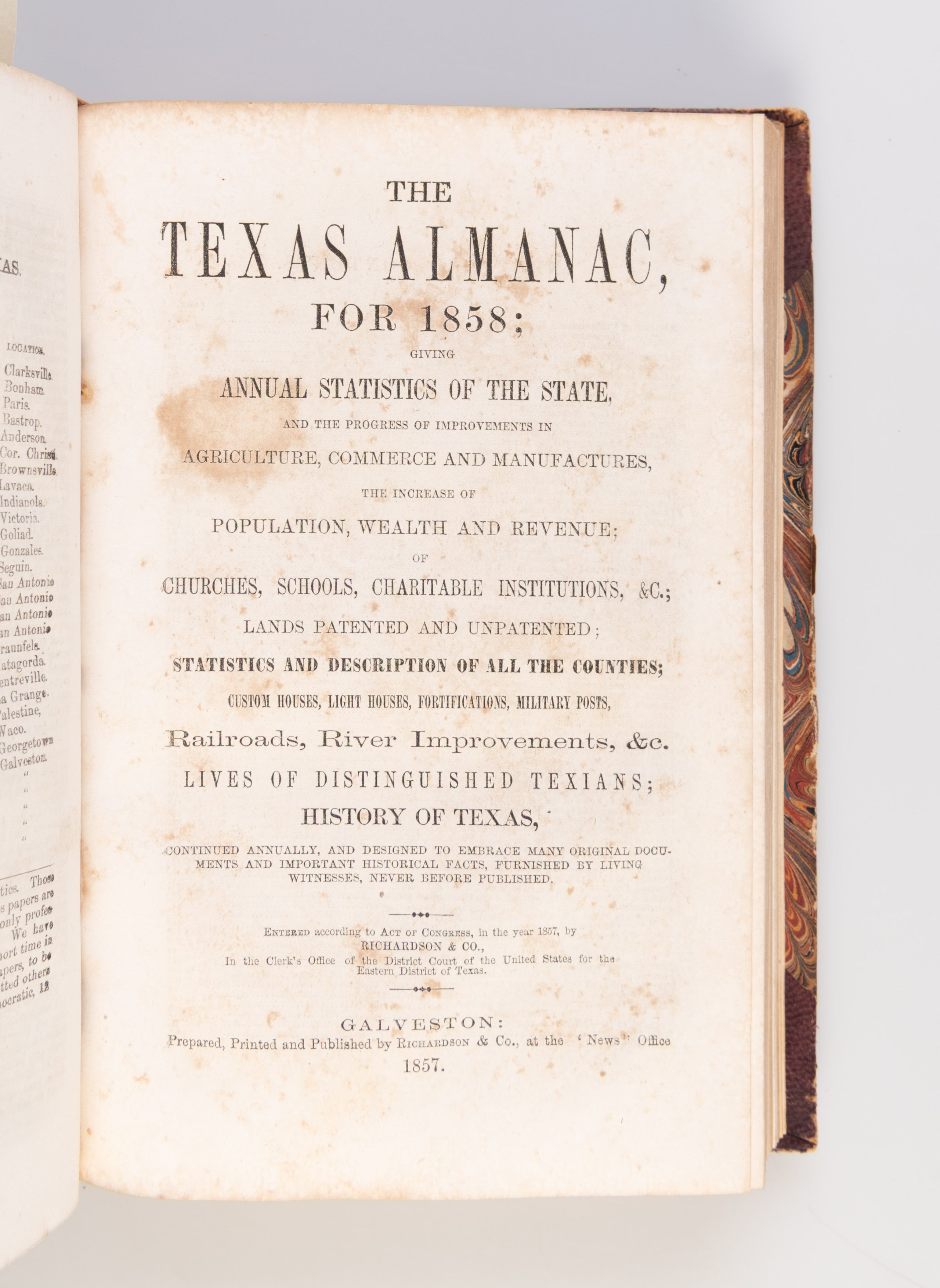 [The Texas Almanac for 1857, 1858, and 1859.]