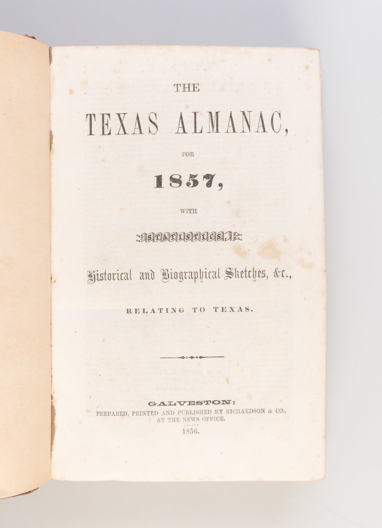 [The Texas Almanac for 1857, 1858, and 1859.]