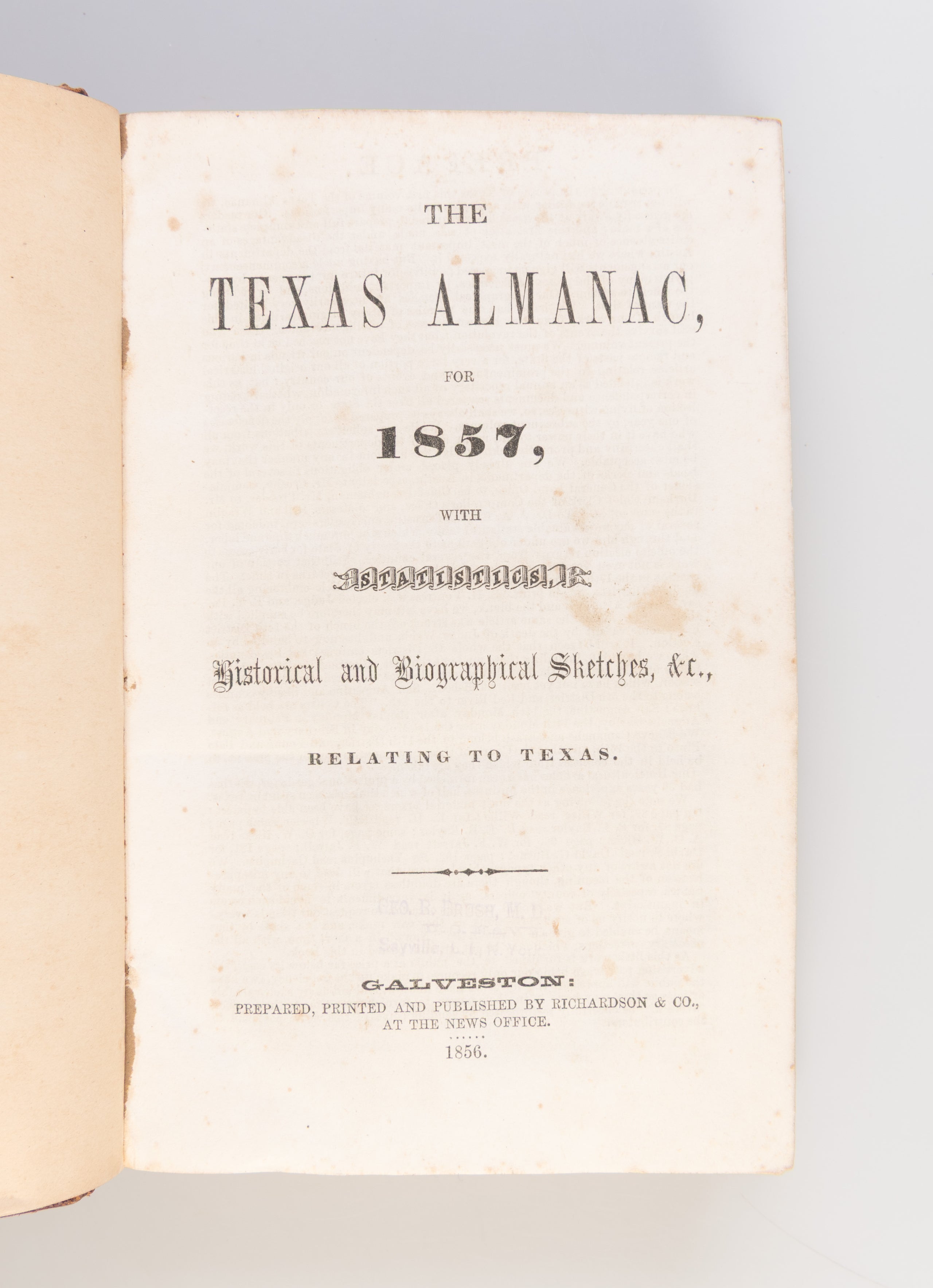 [The Texas Almanac for 1857, 1858, and 1859.]