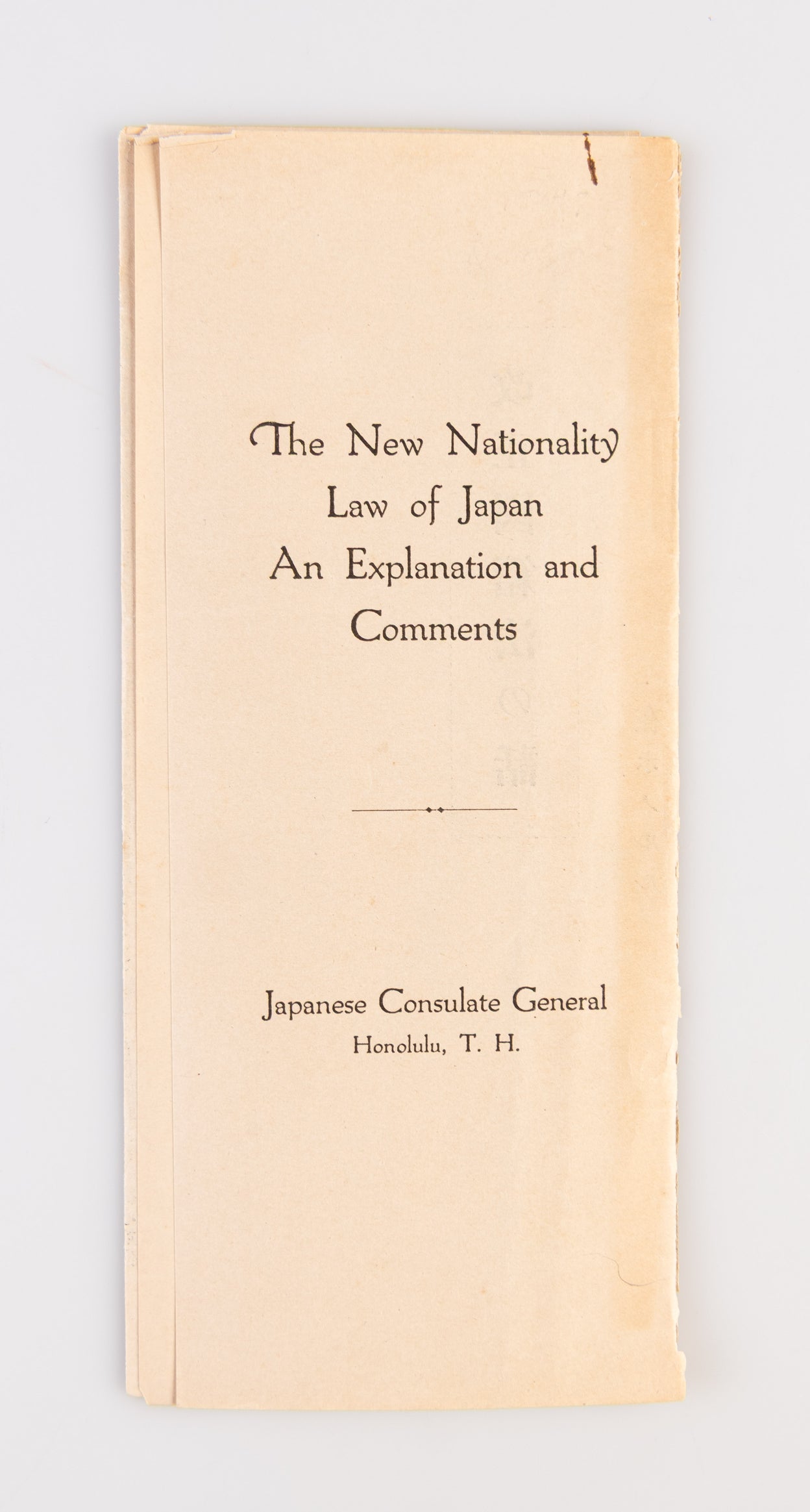 The New Nationality Law of Japan An Explanation and Comments