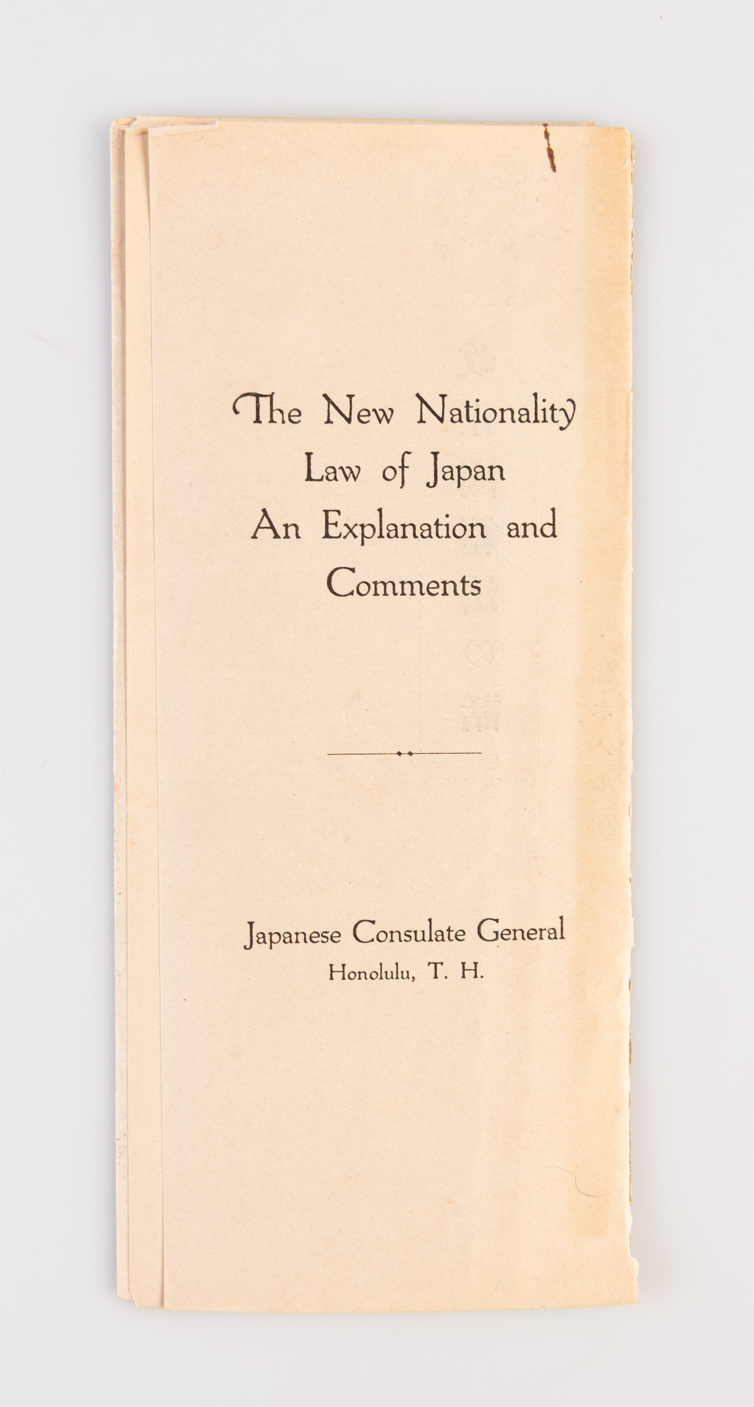 The New Nationality Law of Japan An Explanation and Comments