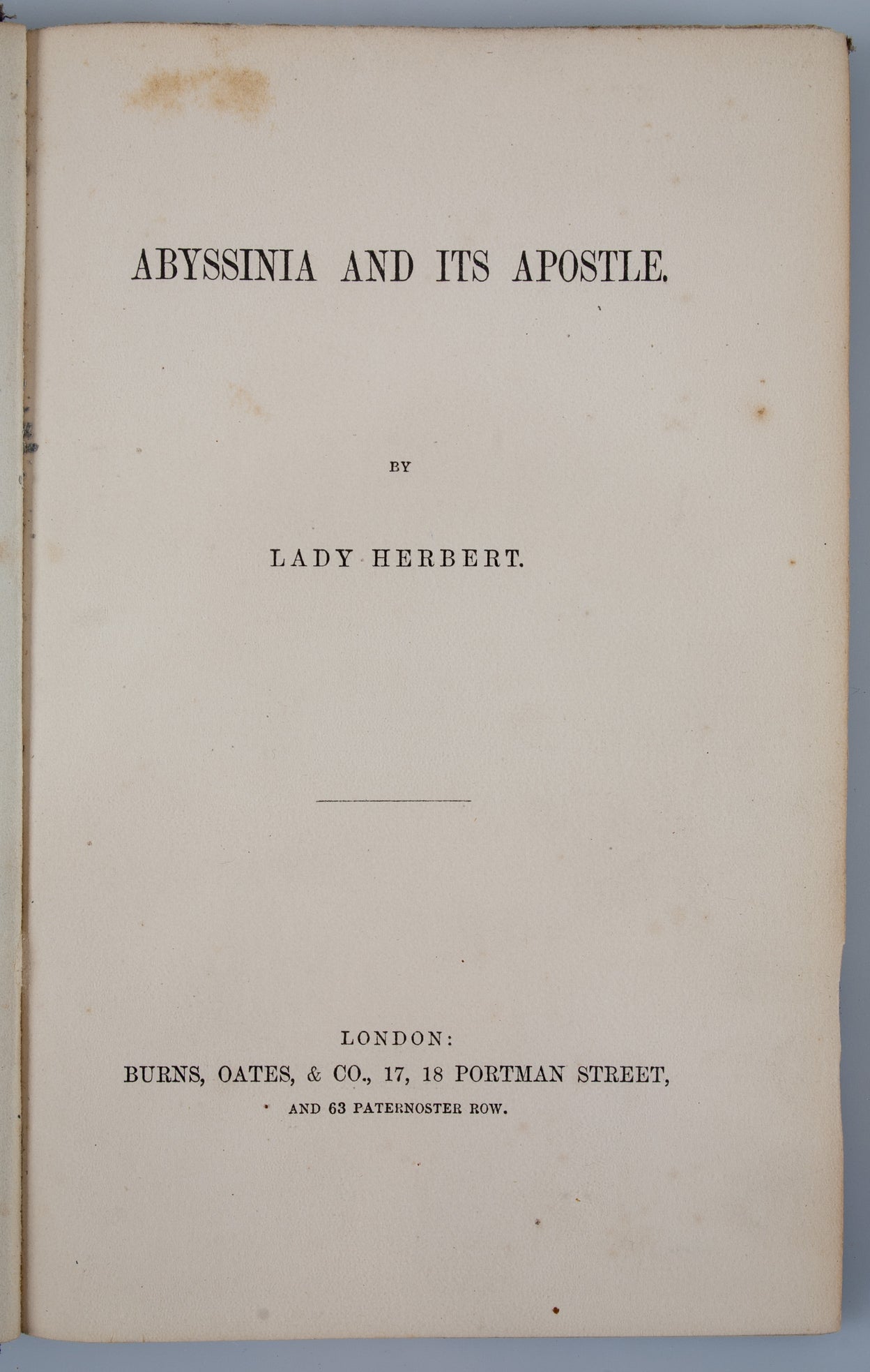 Abyssinia and its Apostle.