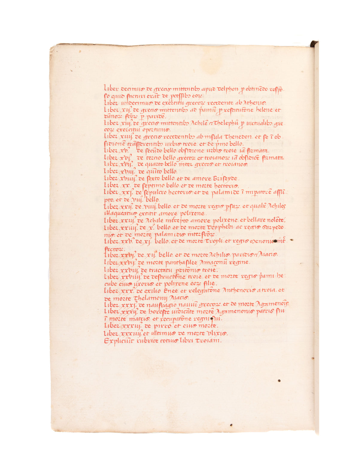 Historia destructionis Troiae / Historia Trojana, in Latin, decorated manuscript on paper  
[Italy (probably the Veneto, perhaps Padua); late 14th or early 15th century]