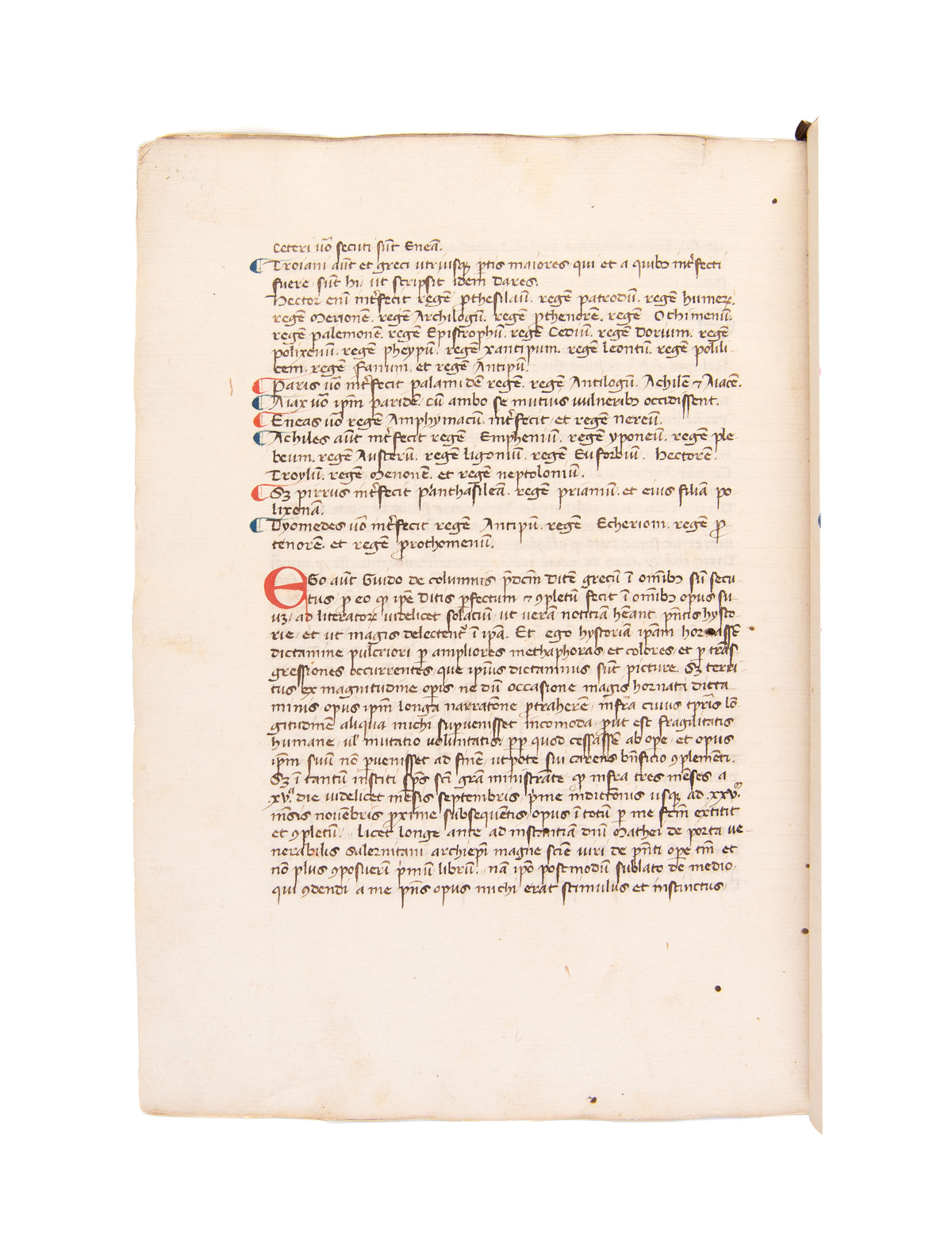 Historia destructionis Troiae / Historia Trojana, in Latin, decorated manuscript on paper  
[Italy (probably the Veneto, perhaps Padua); late 14th or early 15th century]