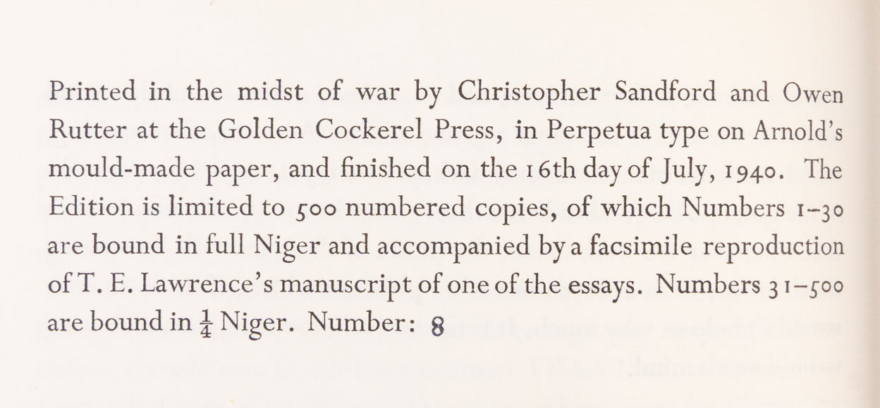 Men in Print. Essays in Literary Criticism. Introduction by A.W. Lawrence.