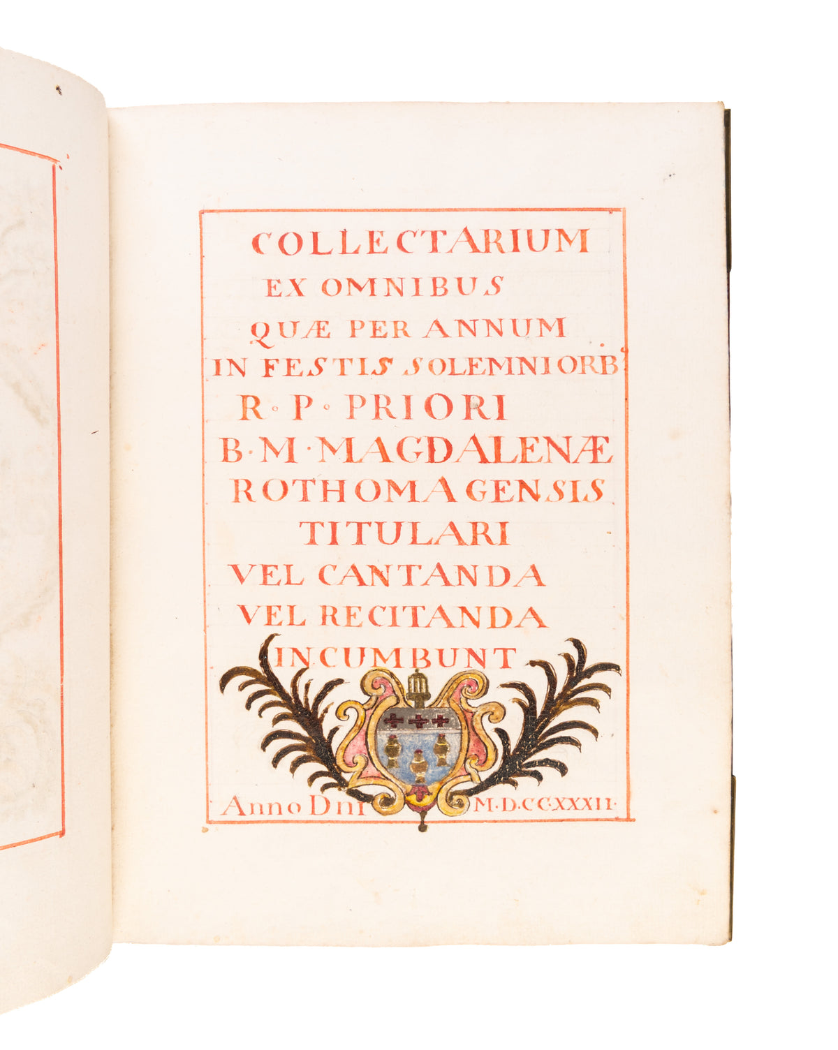 Collectarium ex omnibus quae per annum in festis solemnioribus R P Priori B M Magdalenae Rothomagensis titulari vel cantanda vel recitanda incumbunt.
