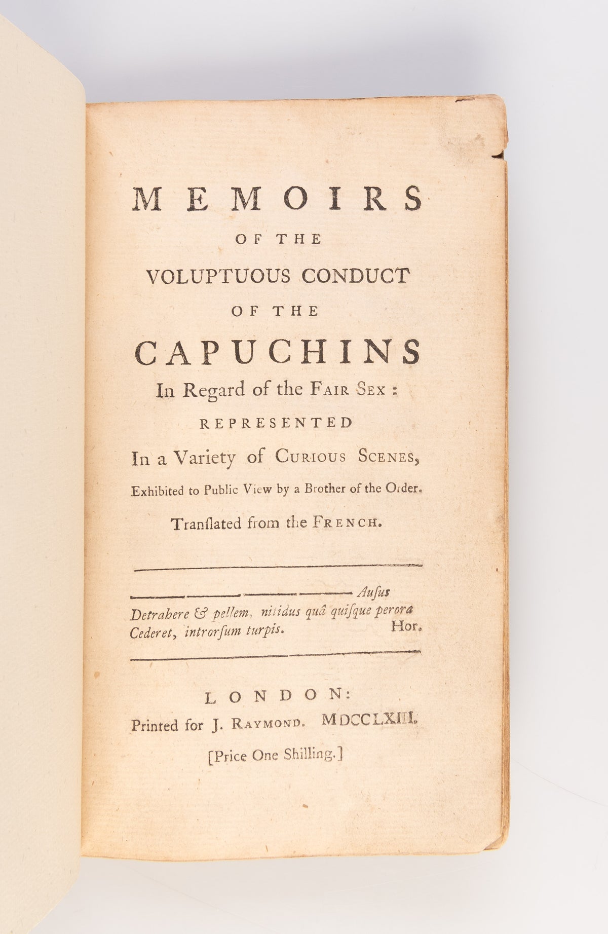 Memoirs of the Voluptuous Conduct of the Capuchins in Regard to the Fair Sex: