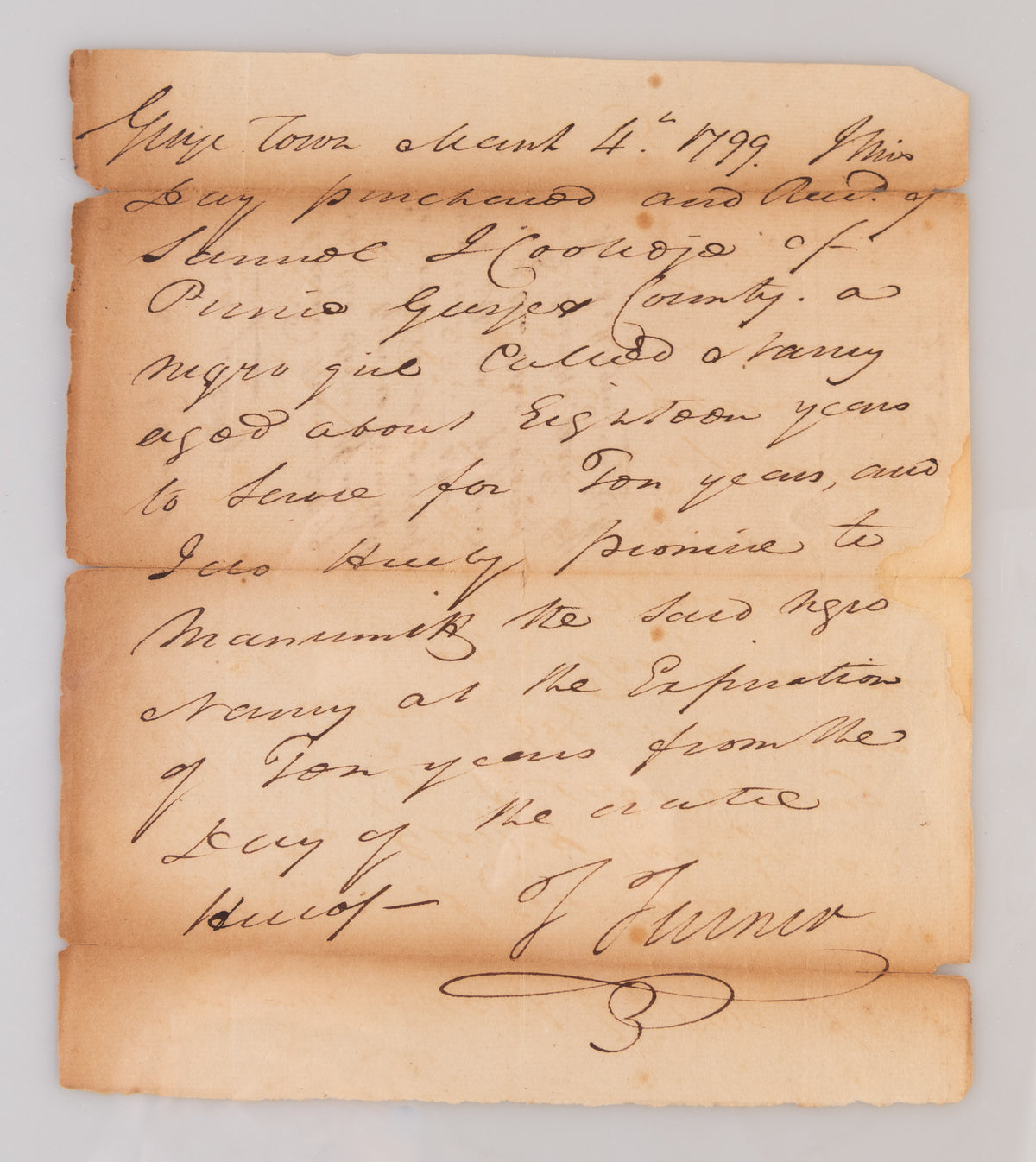 Manuscript document recording the purchase of 