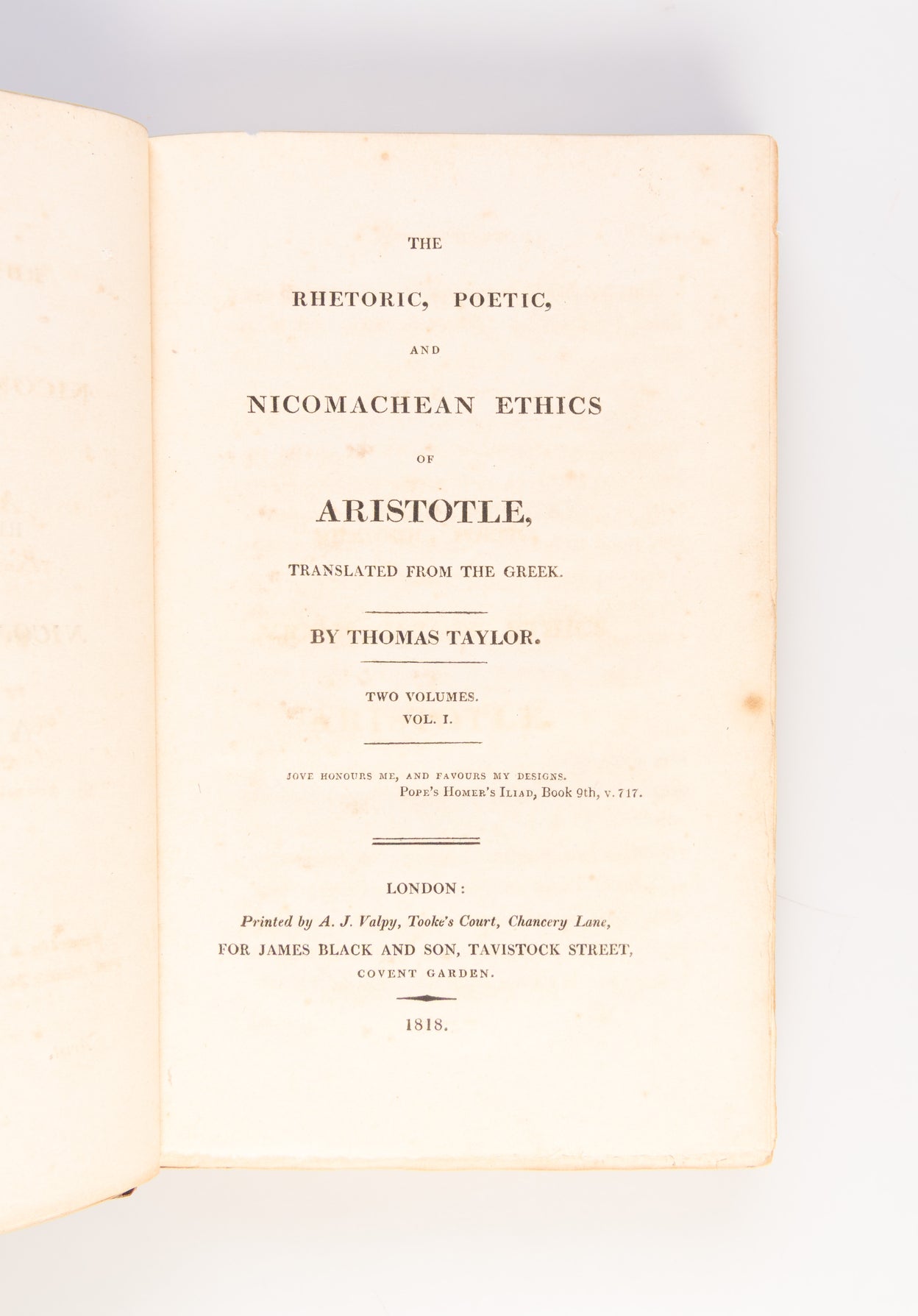 The Rhetoric, Poetic, and Nicomachean Ethics of Aristotle. Translated from the Greek by Thomas Taylor.