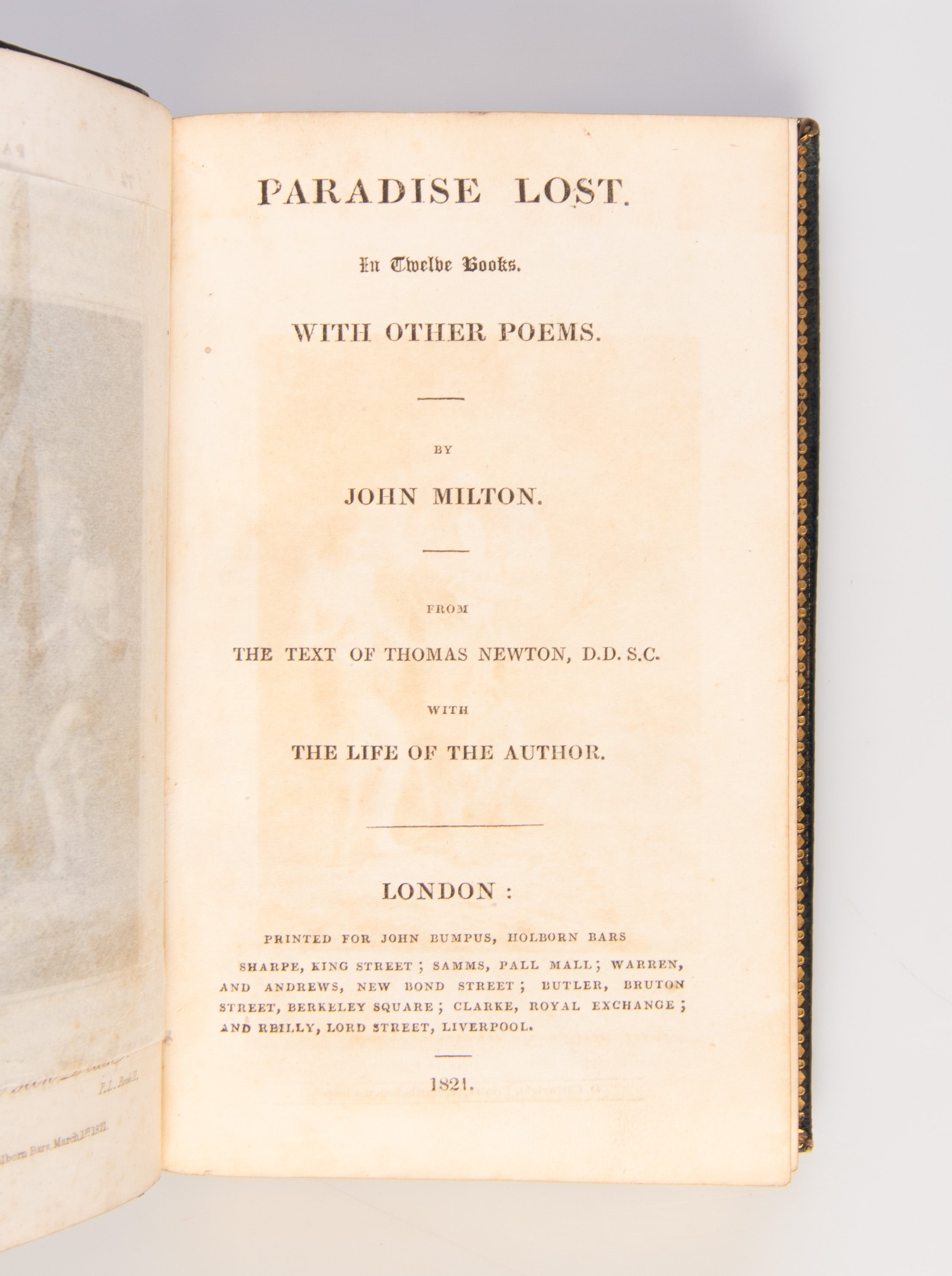 Paradise Lost. In Twelve Books. With Other Poems. From the Text of Thomas Newton. With the Life of the Author.