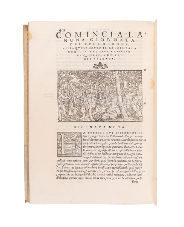 Il Decamerone di M. Giovanni Boccaccio di nuovo emendato secondo gli antichi esemplari, per giudicio et diligenza di piu autori. (with:) SANSOVINO (Francesco). Dichiaratione di tutti i vocaboli.