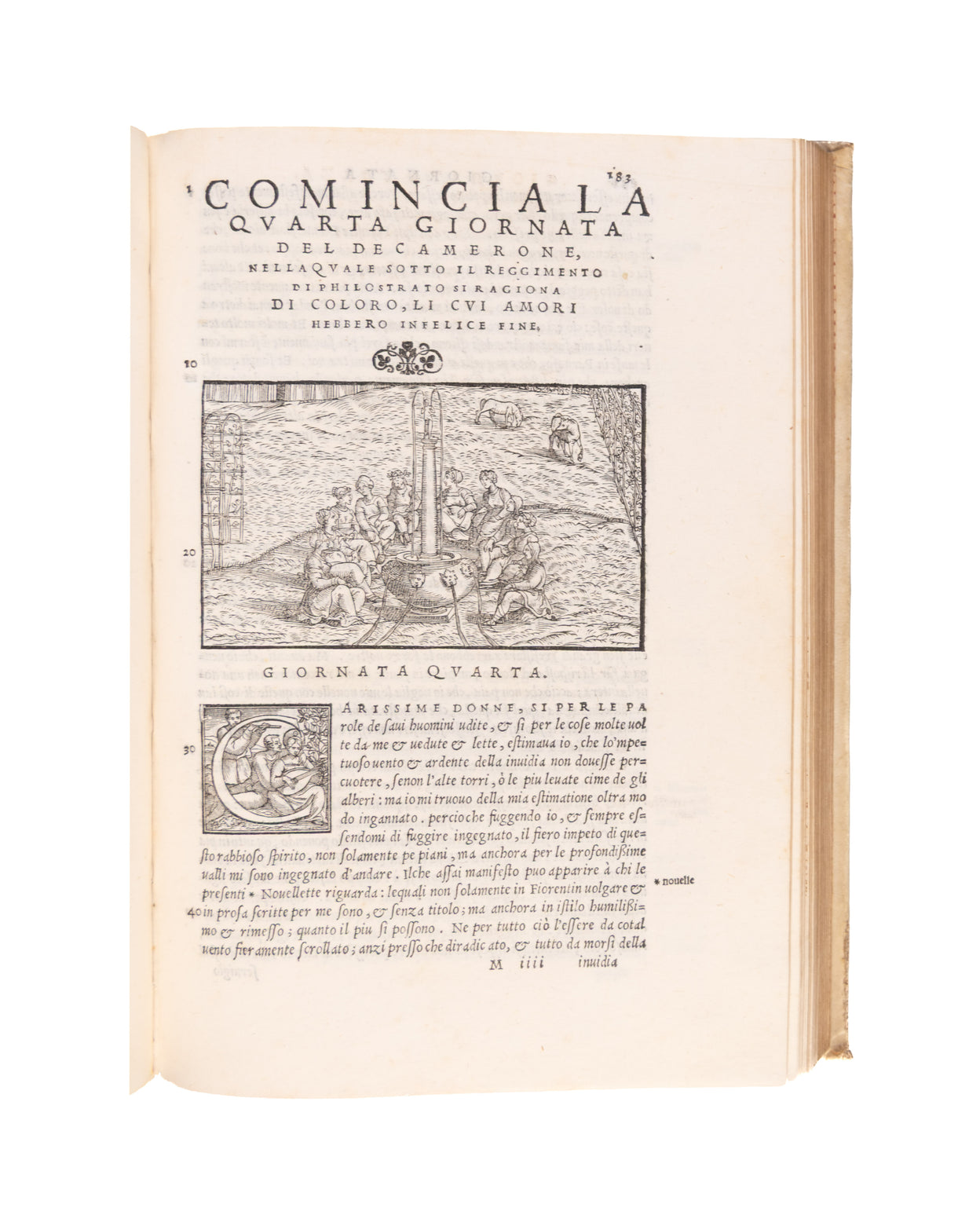 Il Decamerone di M. Giovanni Boccaccio di nuovo emendato secondo gli antichi esemplari, per giudicio et diligenza di piu autori. (with:) SANSOVINO (Francesco). Dichiaratione di tutti i vocaboli.