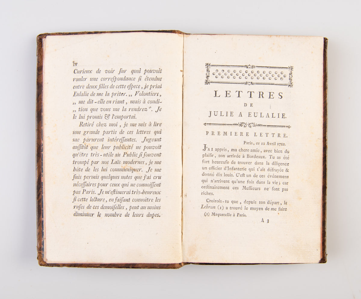 Lettres de Julie a Eulalie, ou Tableau du Libertinage de Paris.