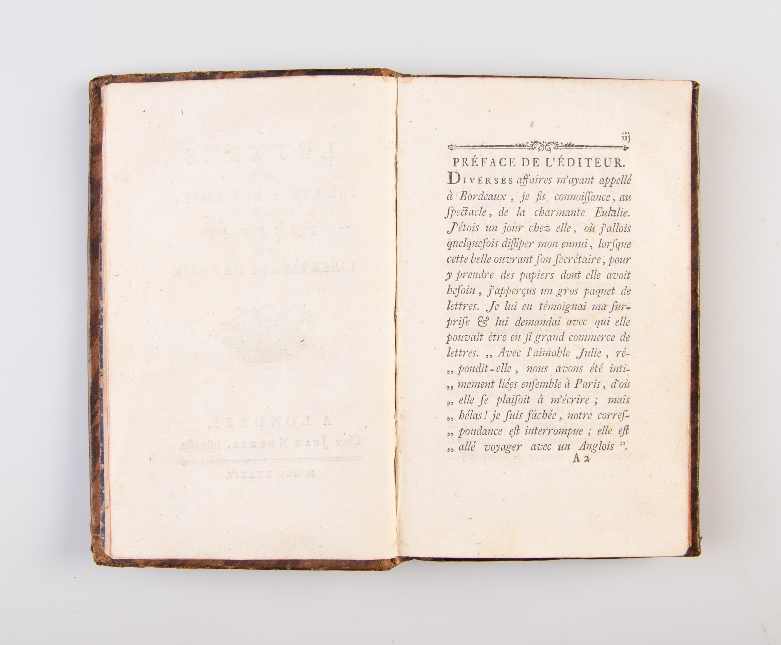 Lettres de Julie a Eulalie, ou Tableau du Libertinage de Paris.