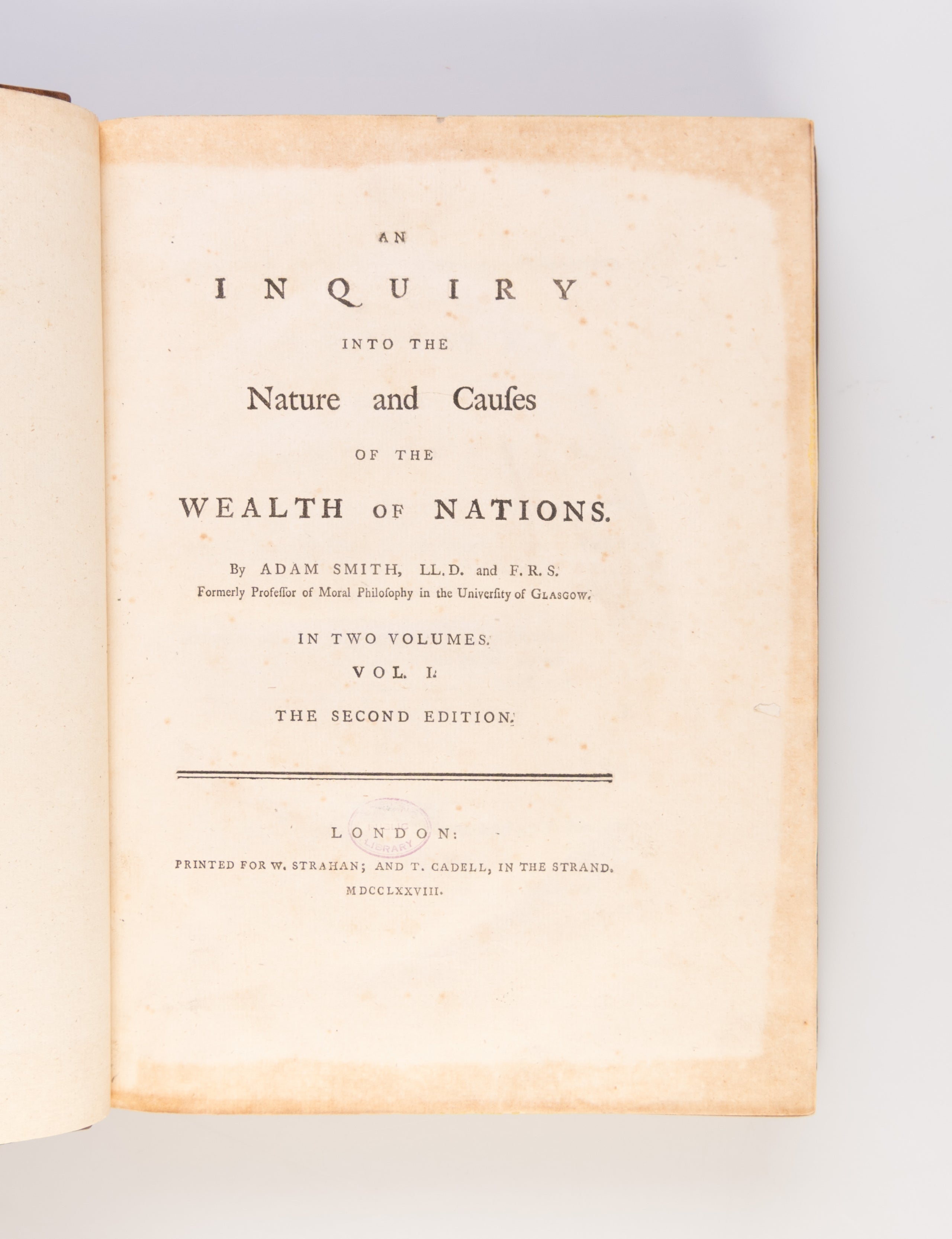 An Inquiry into the Nature and Causes of the Wealth of Nations.