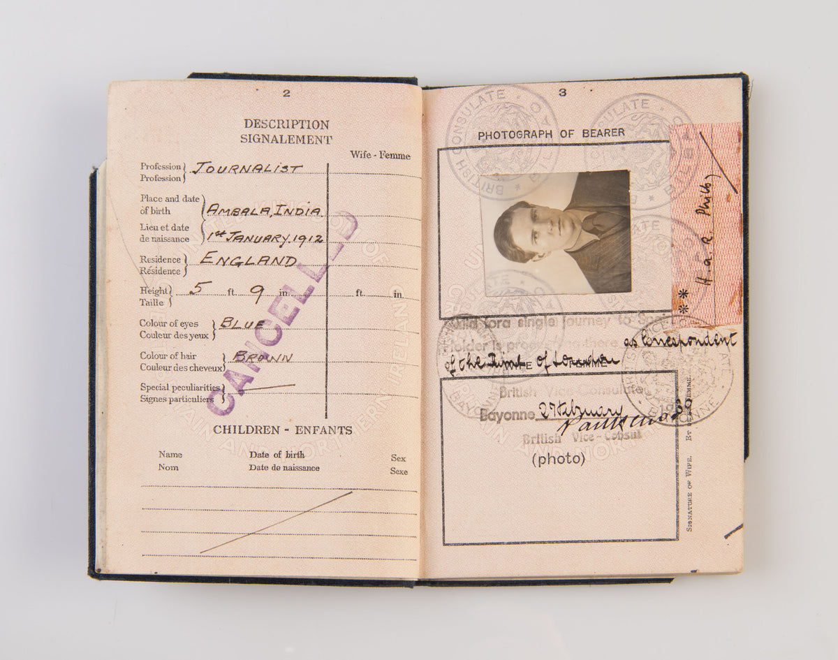 [British Passport for the Spanish Civil War, valid 28 February, 1938 – 28 February, 1943.]