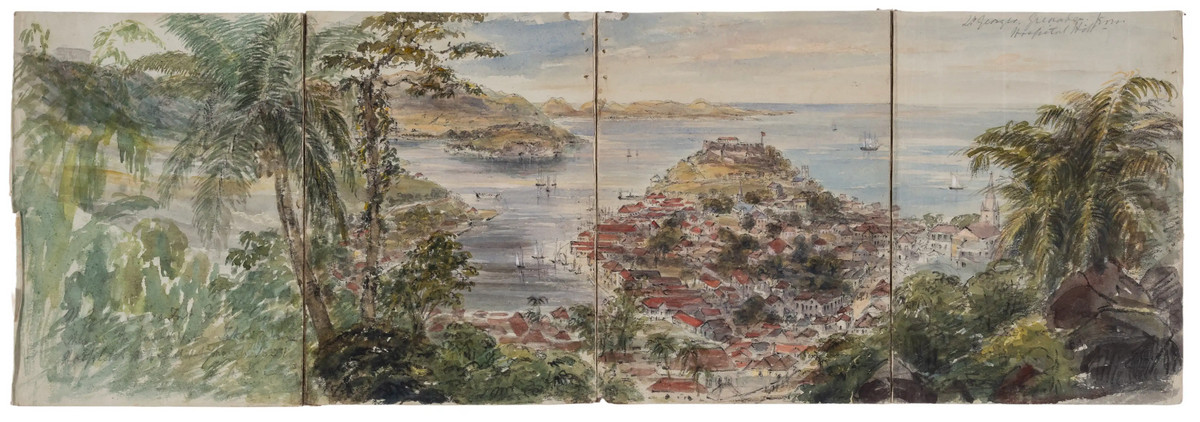 [Two fine panoramic views of Grenada.]