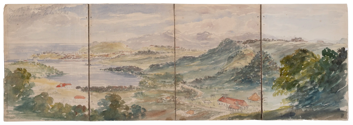 [Two fine panoramic views of Grenada.]
