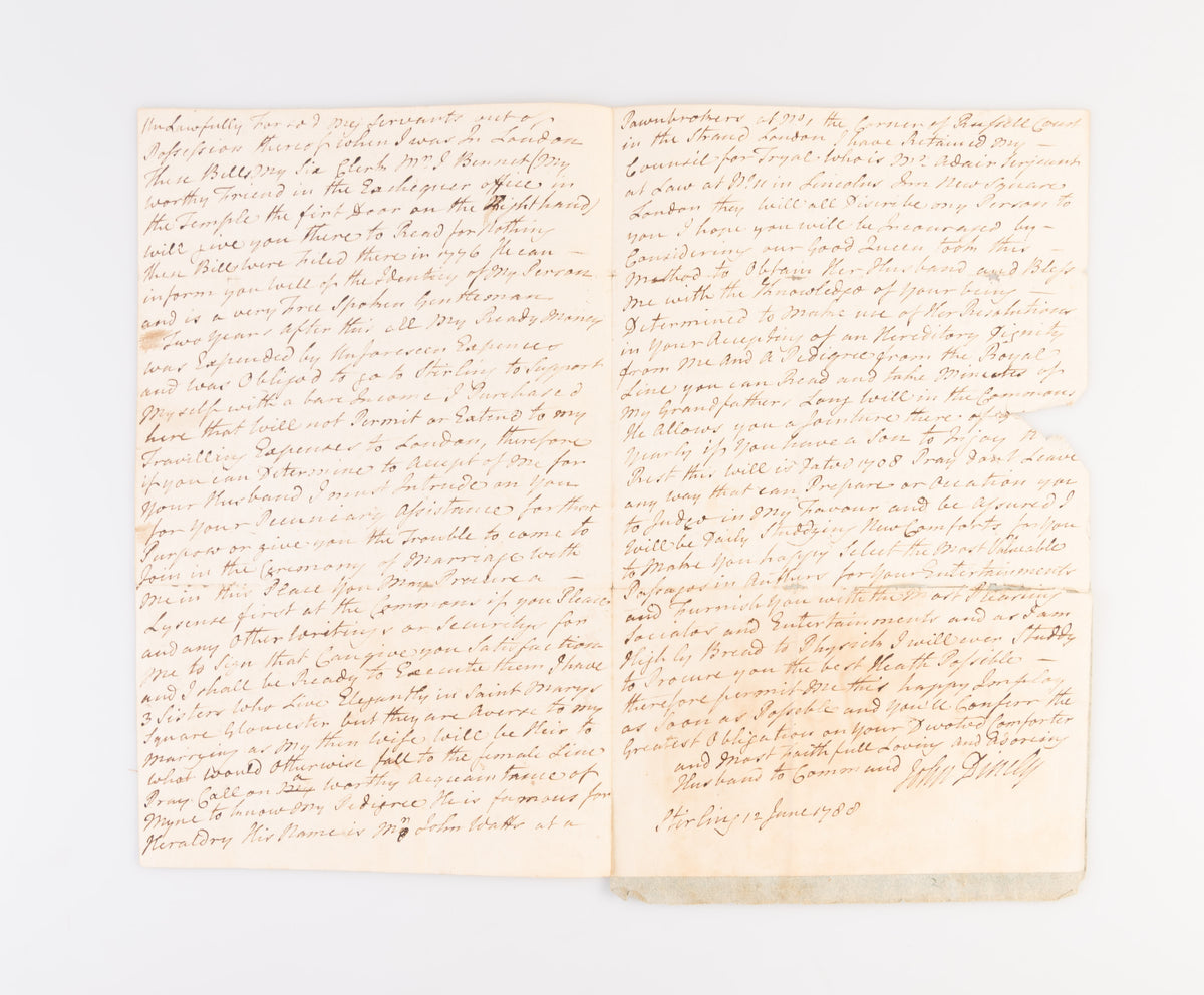 A collection of printed documents and an ALS related to John Dinely's search for a wife.