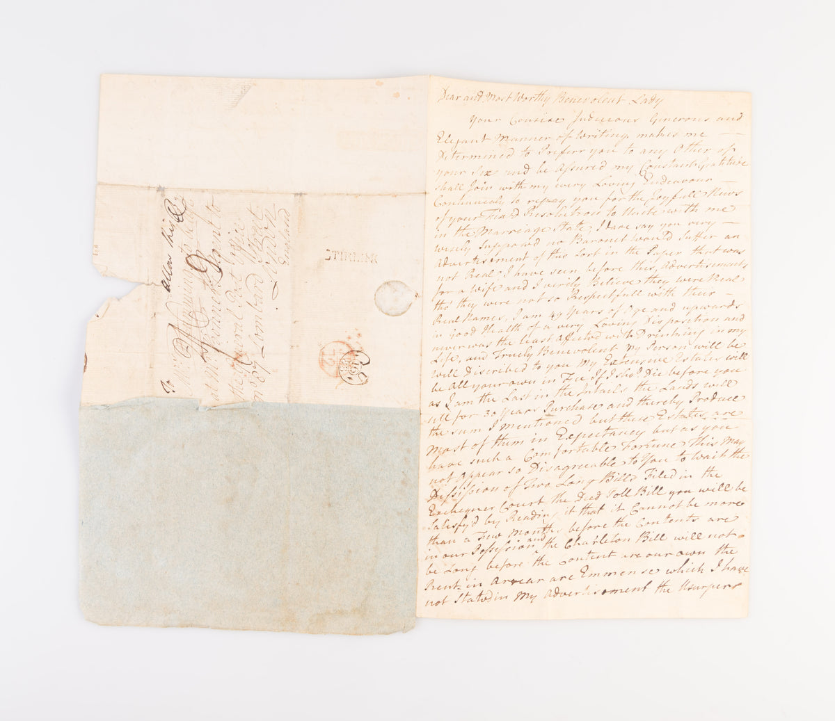 A collection of printed documents and an ALS related to John Dinely's search for a wife.