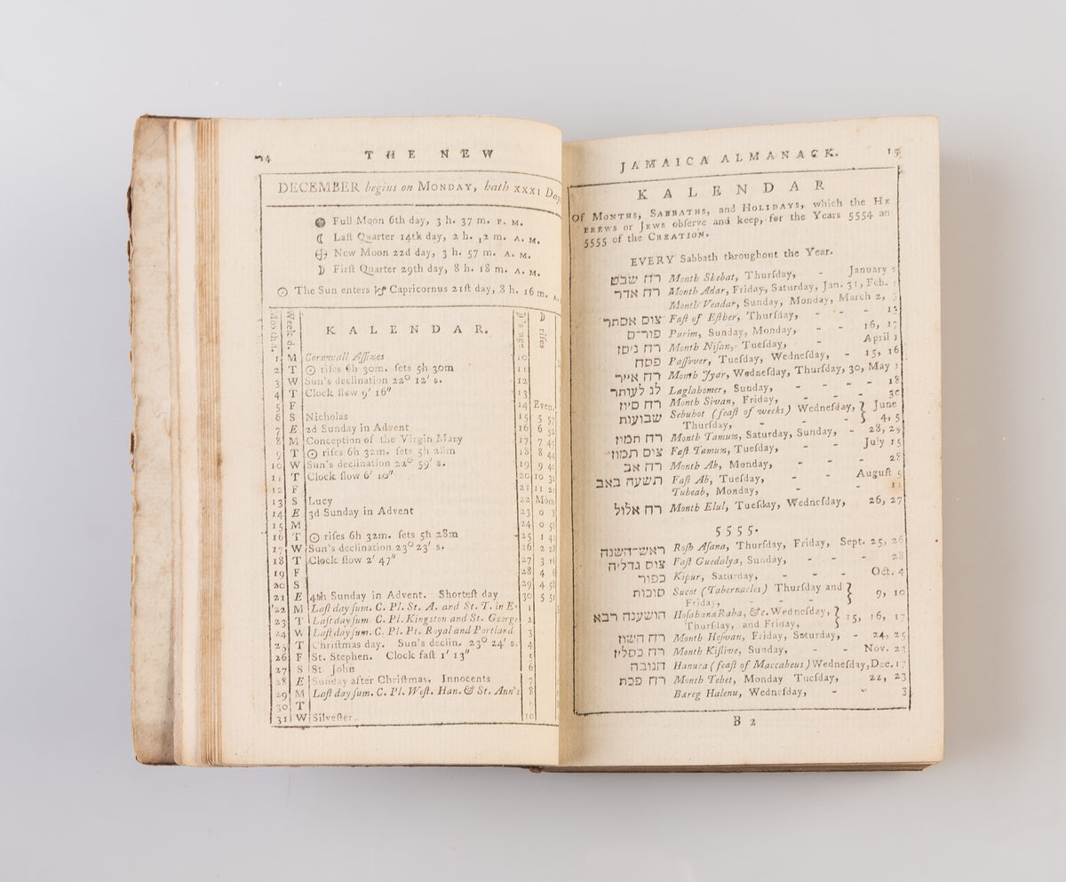 The New Jamaica Almanack, and register, Calculated to the Meridian of the Island for the Year of our Lord 1794. Being the Second after Bissextile or Leap Year.