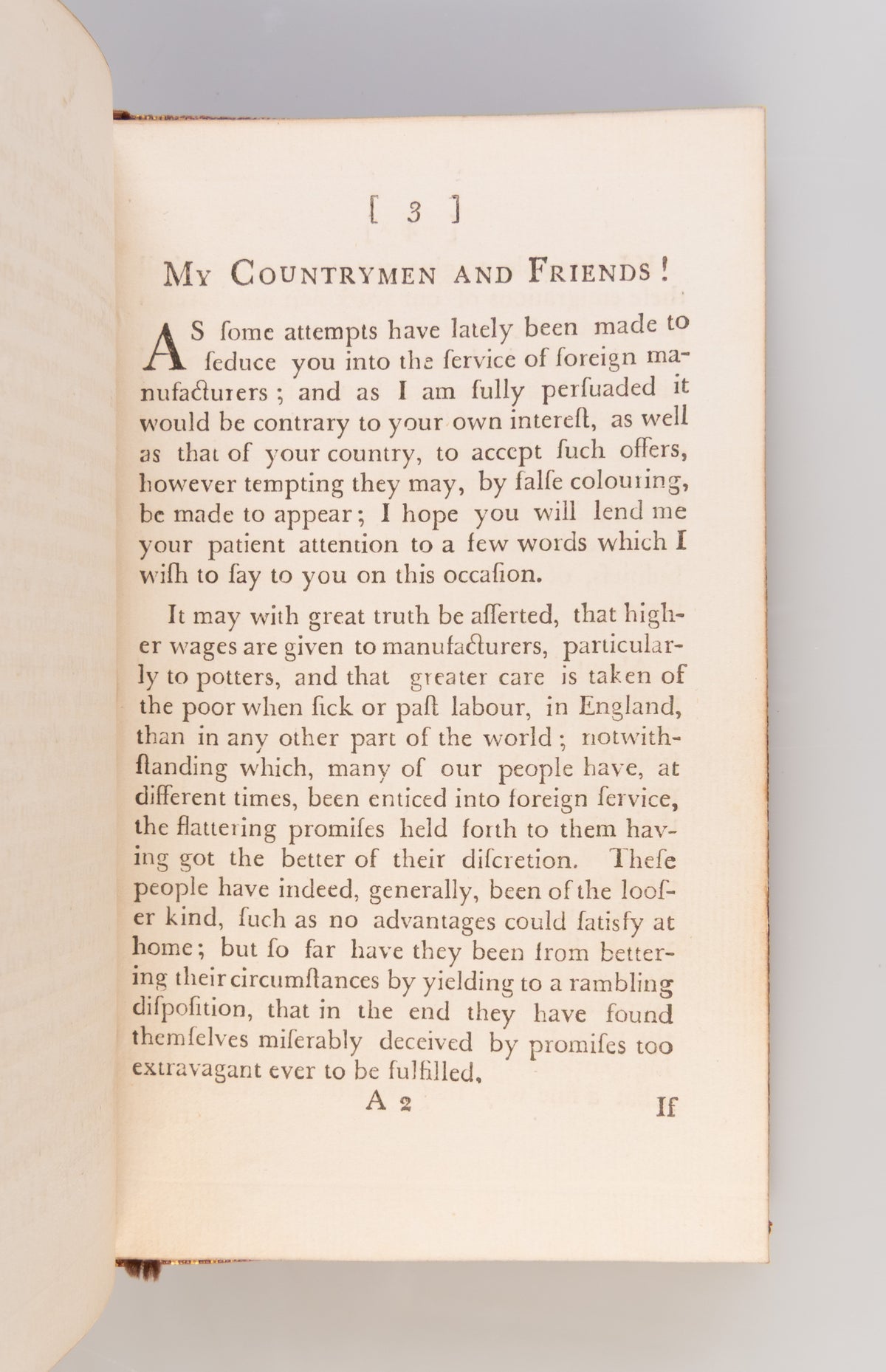 An Address to the Workmen in the Pottery, on the Subject of Entering into the Service of Foreign Manufacturers.