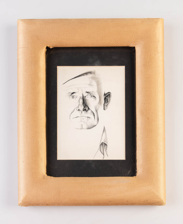 Original pencil, graphite and ink wash portrait of Christopher Isherwood, as used on rear cover of the jacket for Isherwood's novel A Meeting by the River.