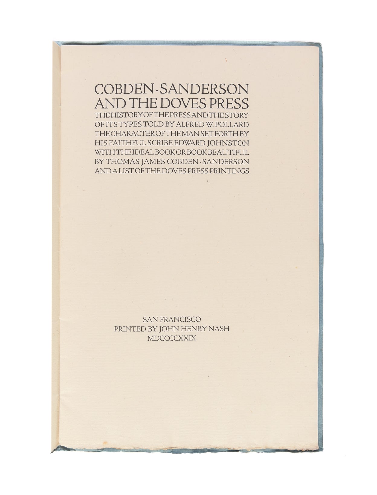Cobden-Sanderson and the Doves Press; prospectus.
