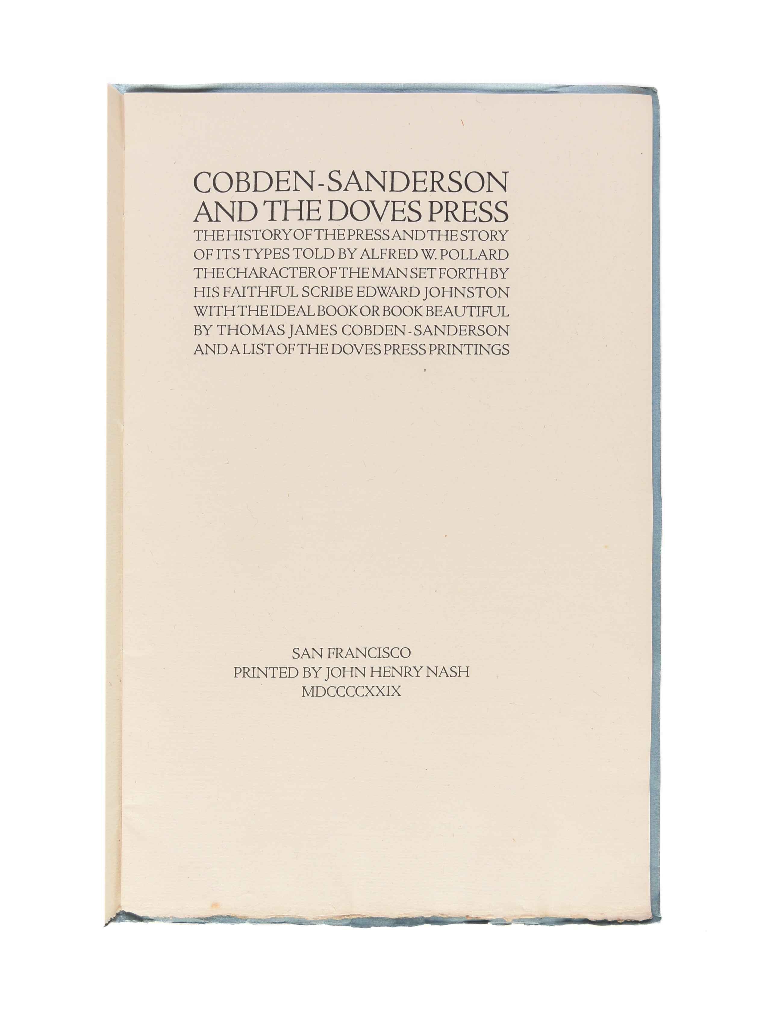 Cobden-Sanderson and the Doves Press; prospectus.