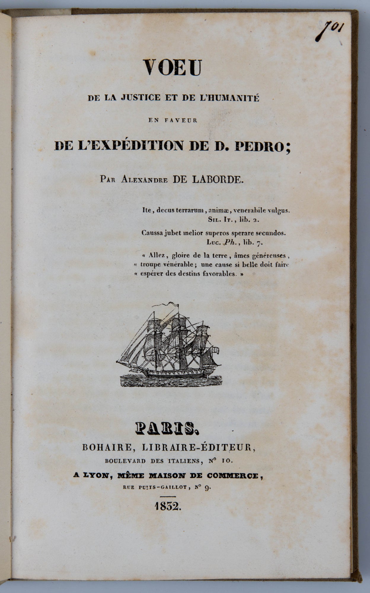 Voeu de la justice et de l'humanité en faveur de l'expédition de D. Pedro.