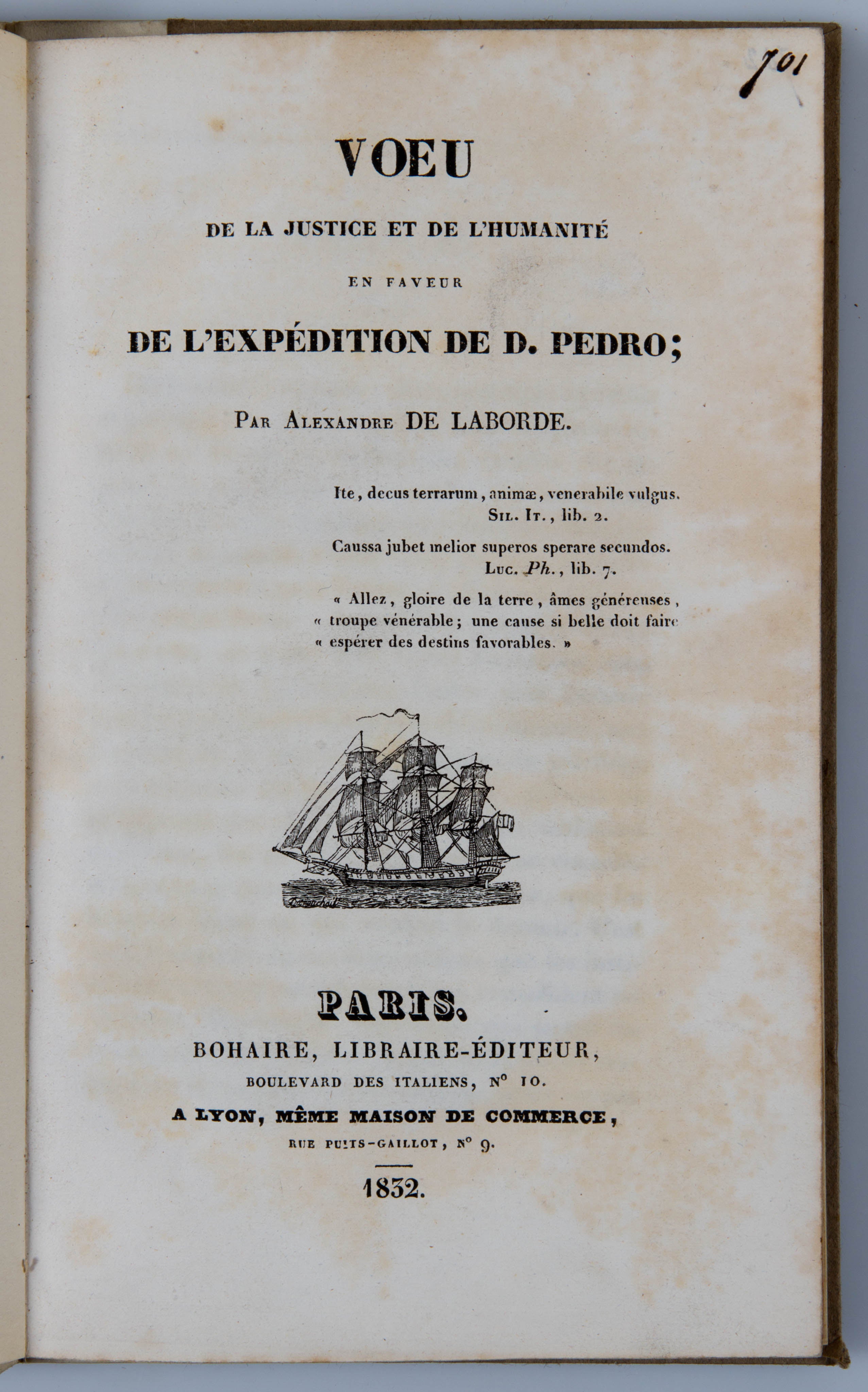 Voeu de la justice et de l'humanité en faveur de l'expédition de D. Pedro.