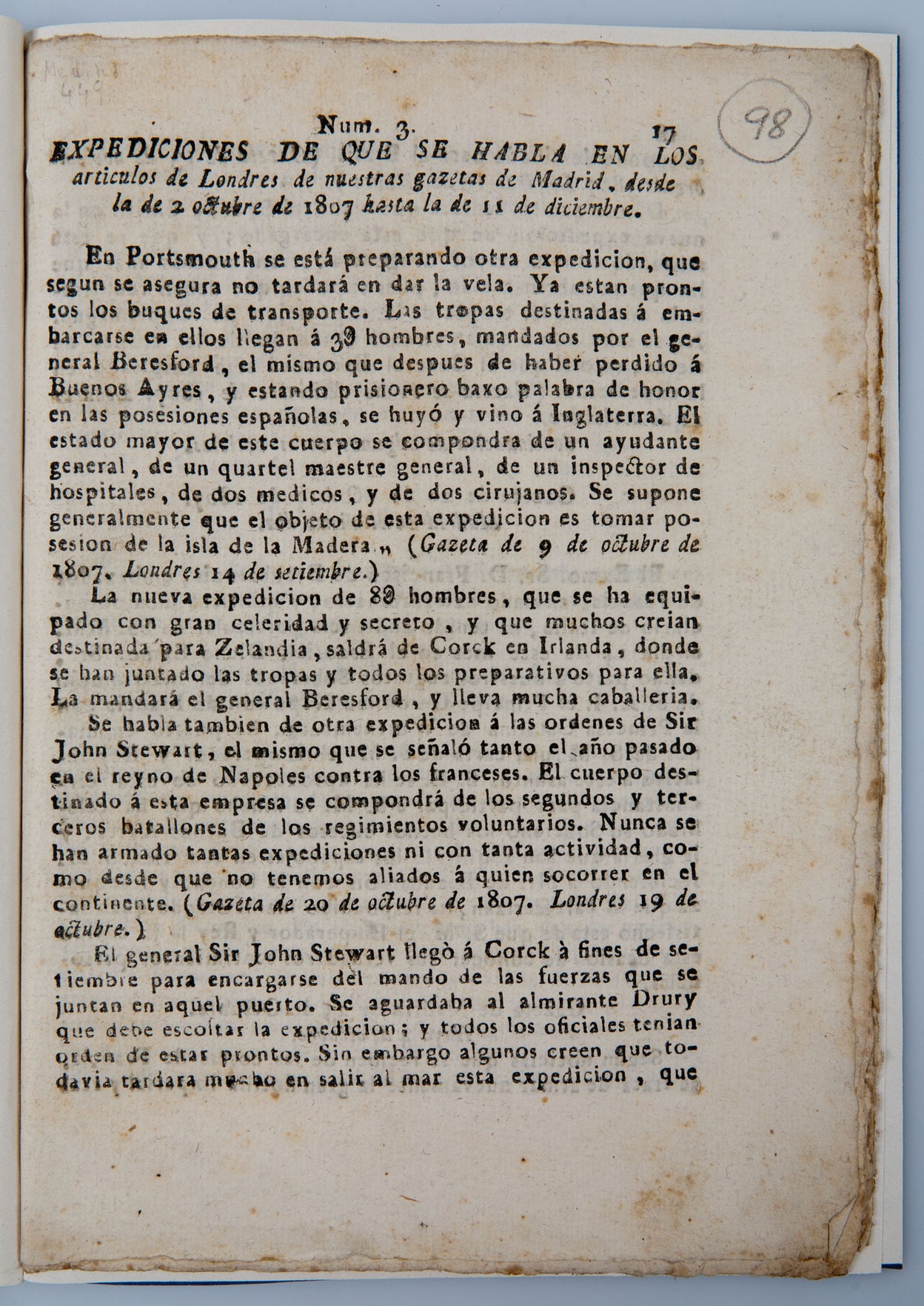 Expediciones de que se Habla en los articulos de Londres...