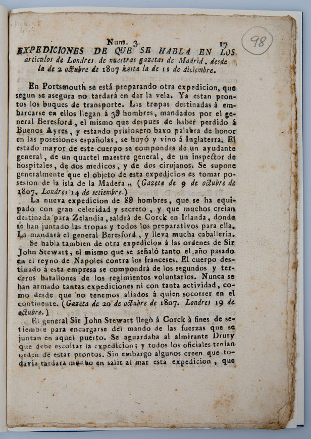 Expediciones de que se Habla en los articulos de Londres...