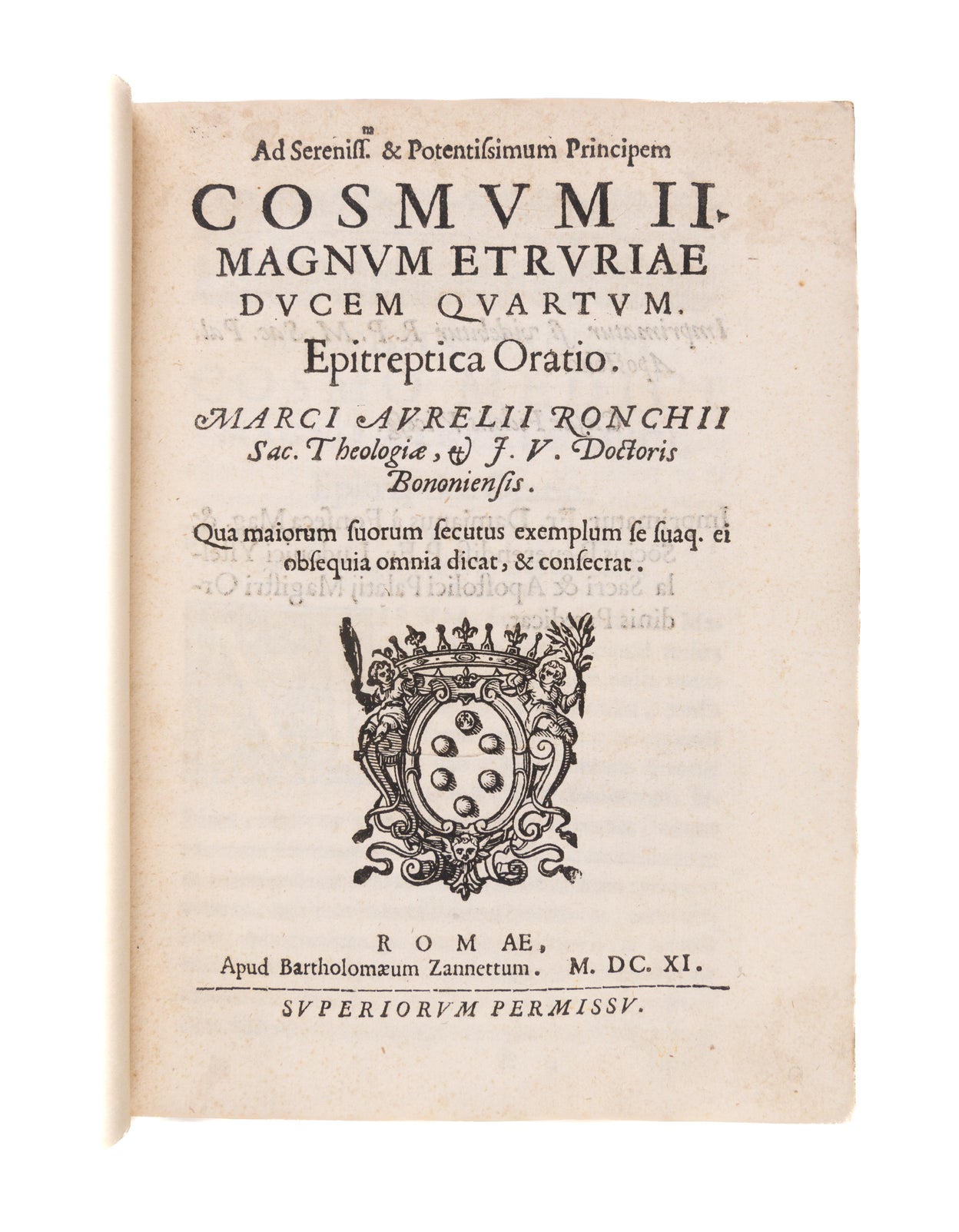 Ad . . . Cosimum II Magnum Etruriae ducem quartum epitreptica oratio.