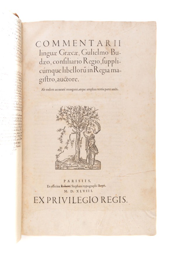 Commentarii linguae Graecae... ab eodem accuratè recogniti, atque amplius tertia parte aucti. Paris, ex officina Roberti Stephani typographi Regii,