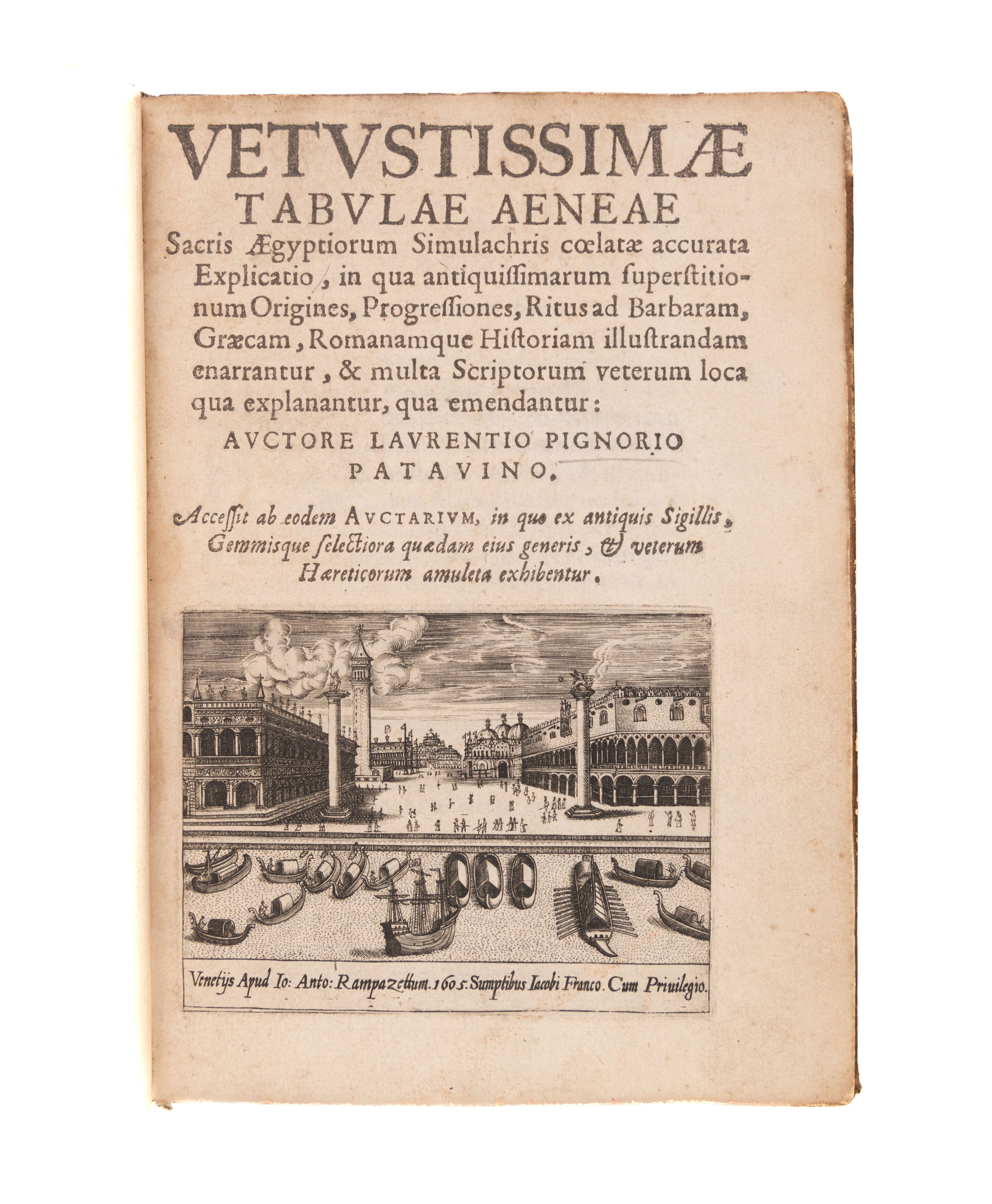 Vetustissimae tabulae aeneae sacris Aegyptiorum . . . Venice, apud Io: Anto: Rampazettum,