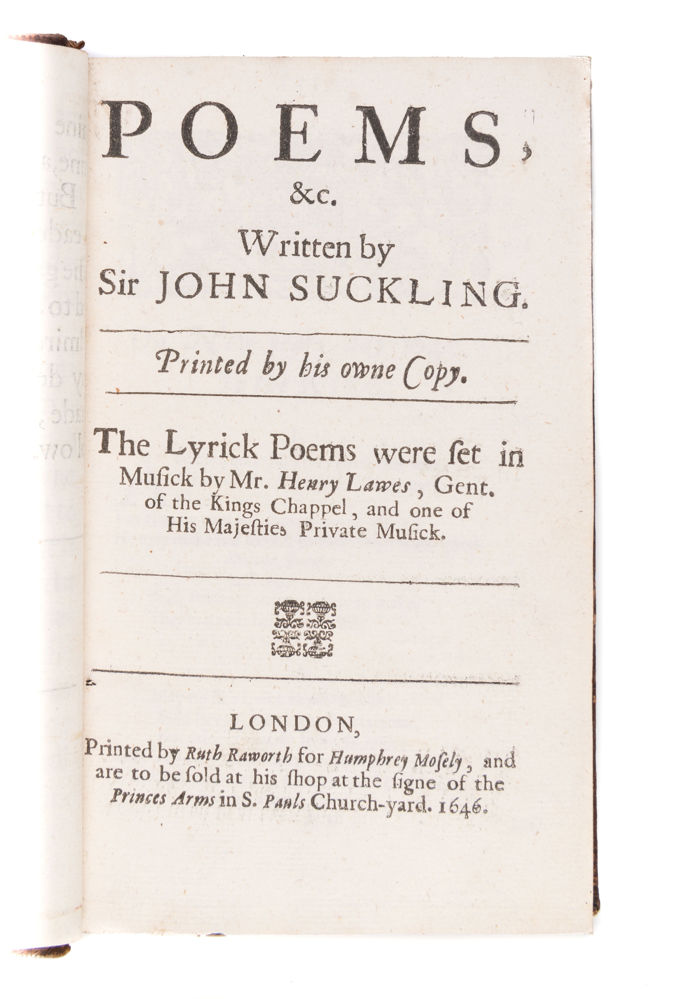 Fragmenta Aurea. A Collection of all the Incomarable Peeces, written by Sir John Suckling.