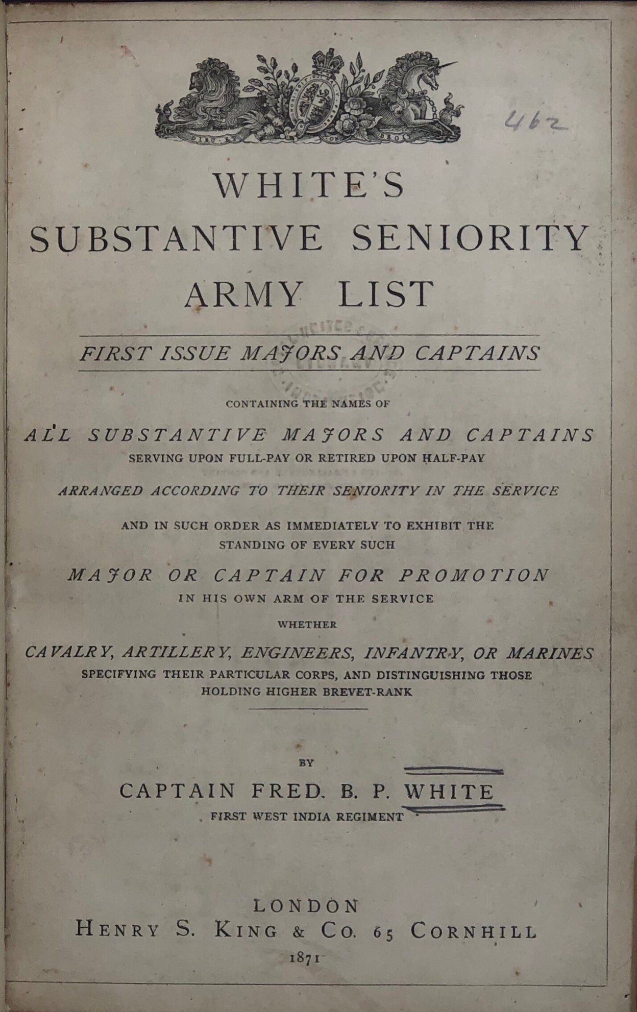 White's Substantive Seniority Army List.