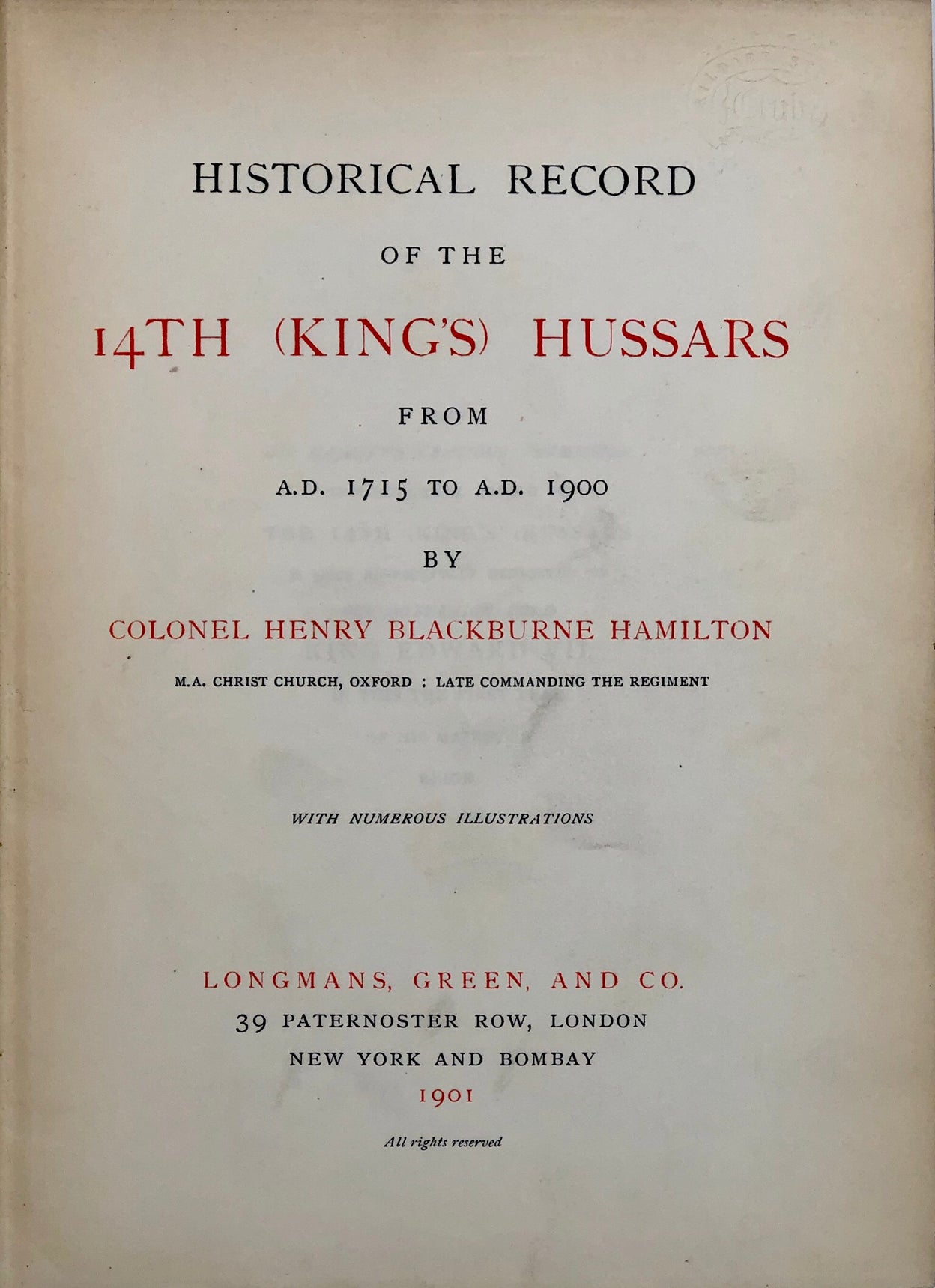 Historical Record of the 14th (King's) Hussars