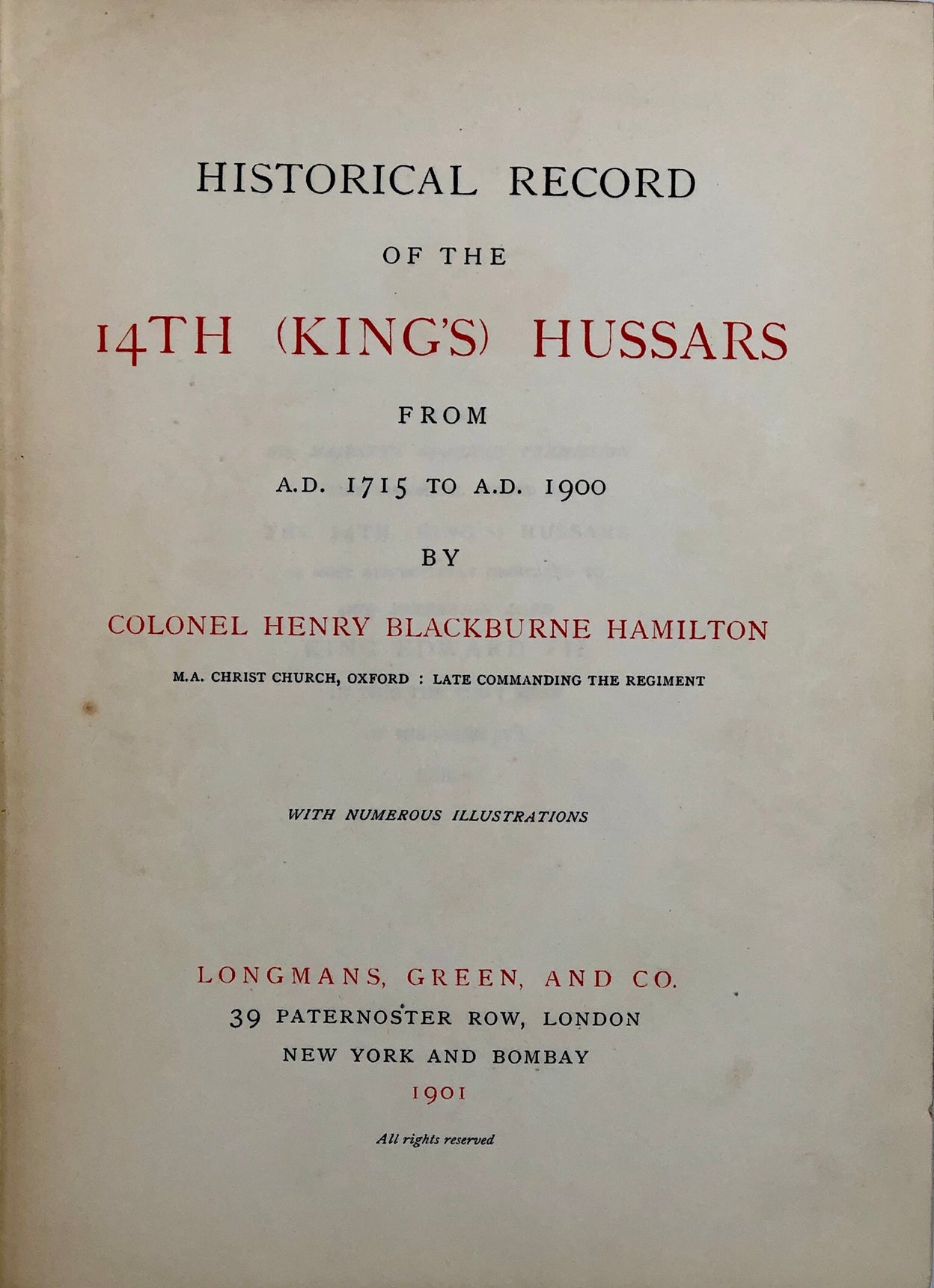 Historical Record of the 14th. (King's) Hussars