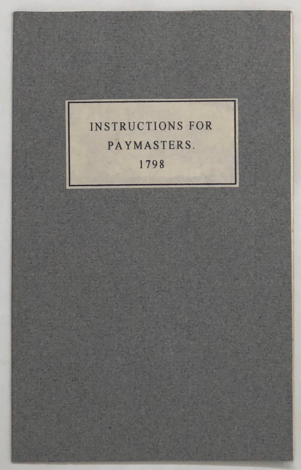 Instructions to Pay-Masters of Recruiting Districts.