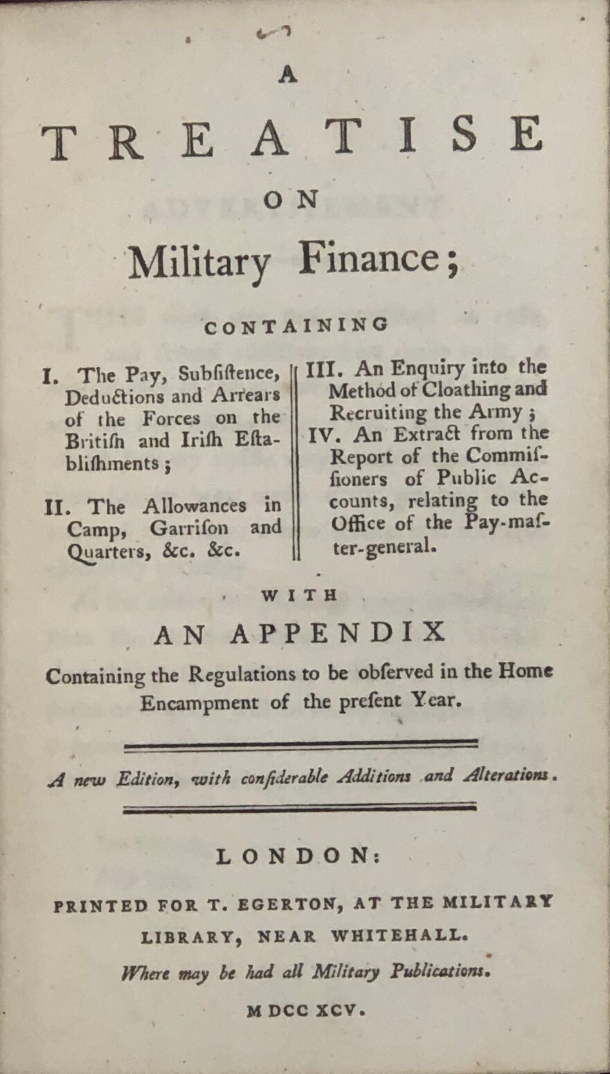 A Treatise on Military Finance;...