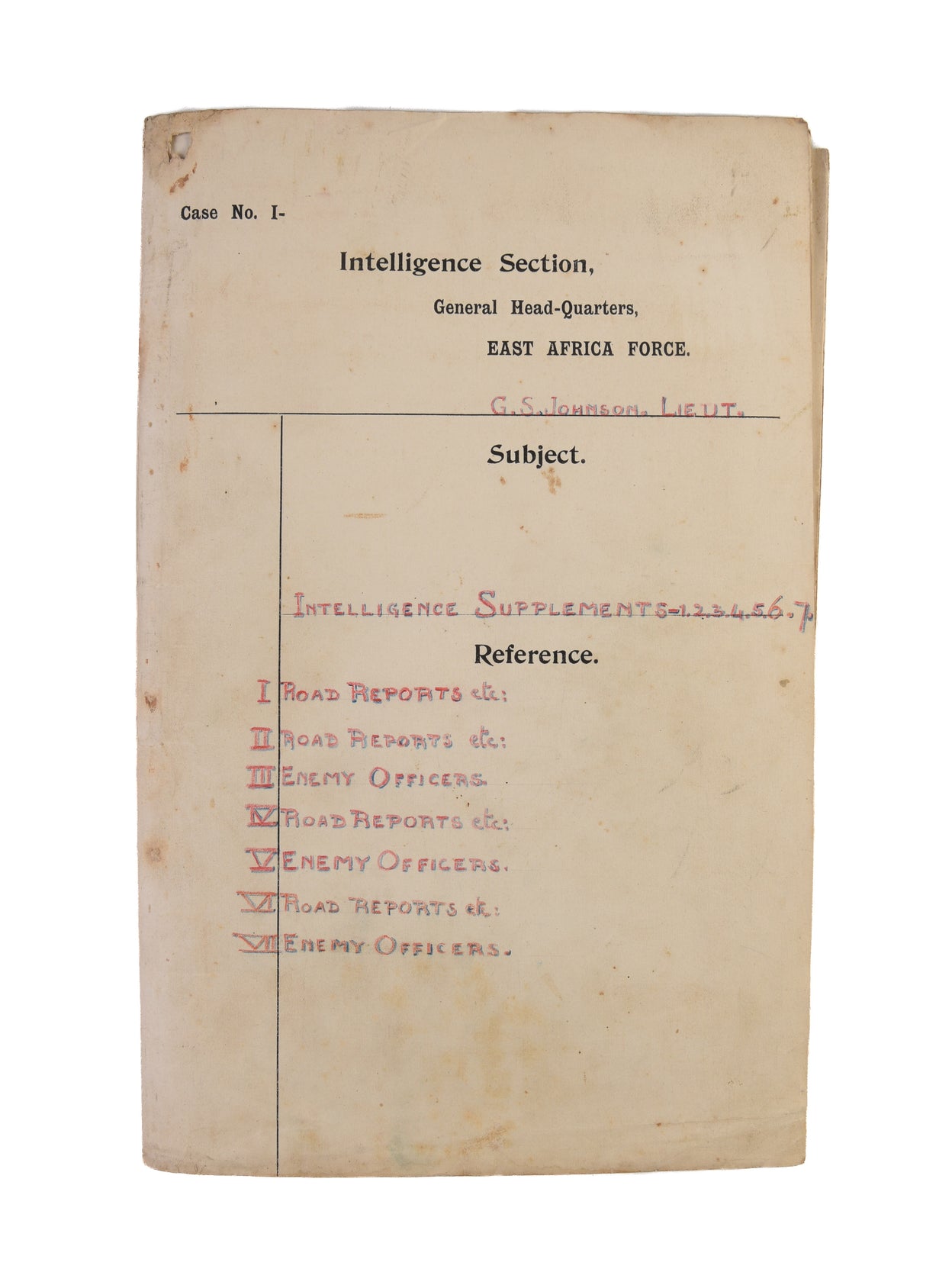 Intelligence Supplement No. 3 [Plus revisions: No. 5, No. 7, No. 10] - Notes on the Officers serving with the Enemy Forces in German East Africa.