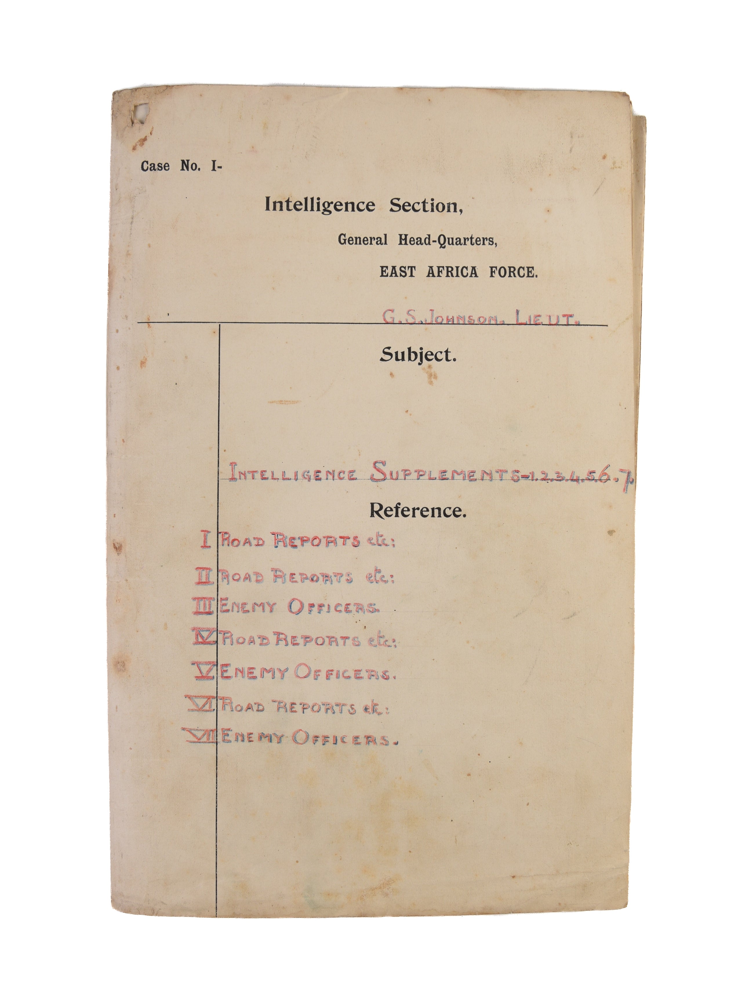 Intelligence Supplement No. 3 [Plus revisions: No. 5, No. 7, No. 10] - Notes on the Officers serving with the Enemy Forces in German East Africa.